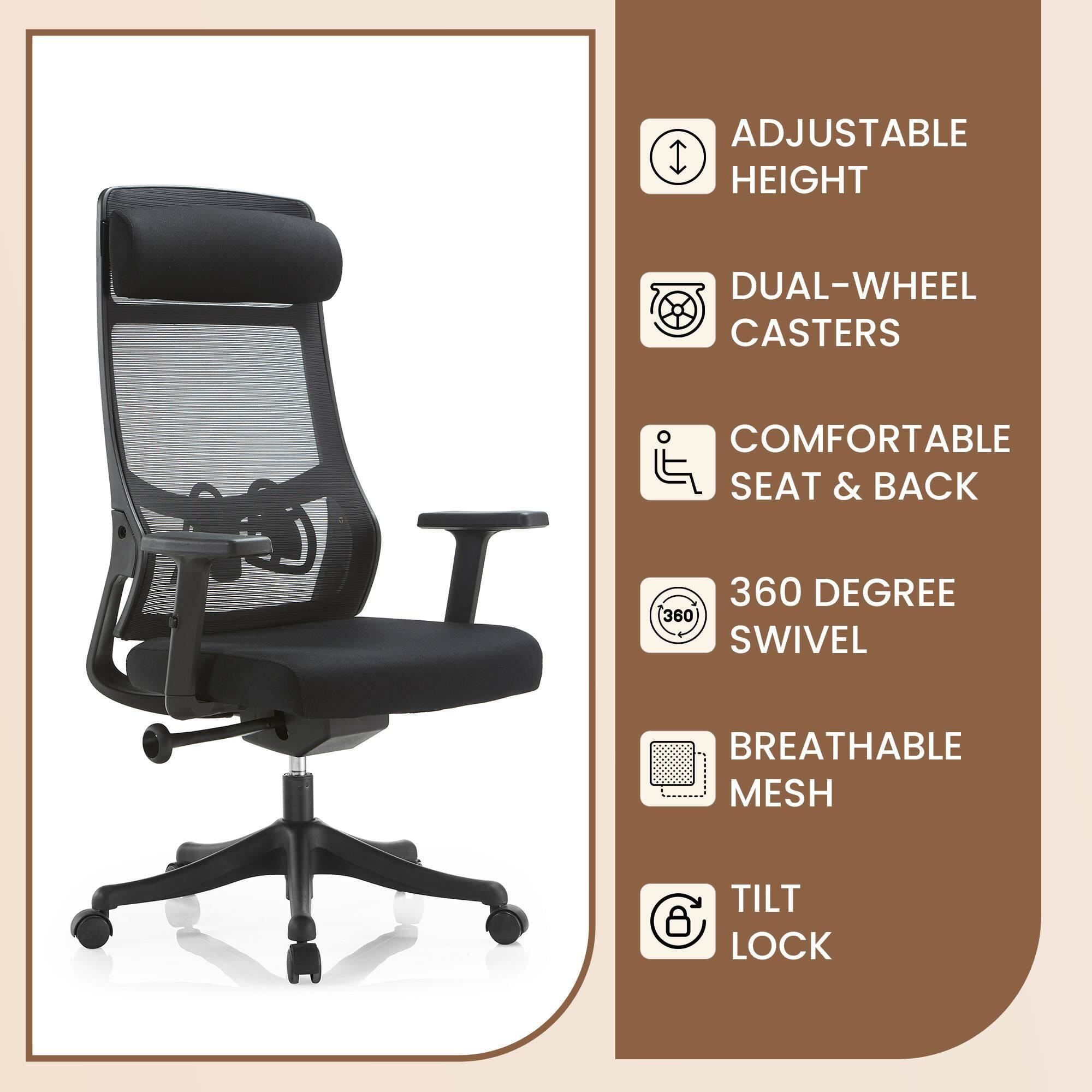 - Adjustable Height
- Dual-Wheel Casters
- Comfortable Seat & Back
- 360 Degree Swivel
- Breathable Mesh
- Tilt Lock