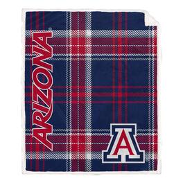 Pegasus - Arizona Wildcats 50" x 60" Playmaker Plaid Ultra Cozy Sherpa Throw - Multicolor
