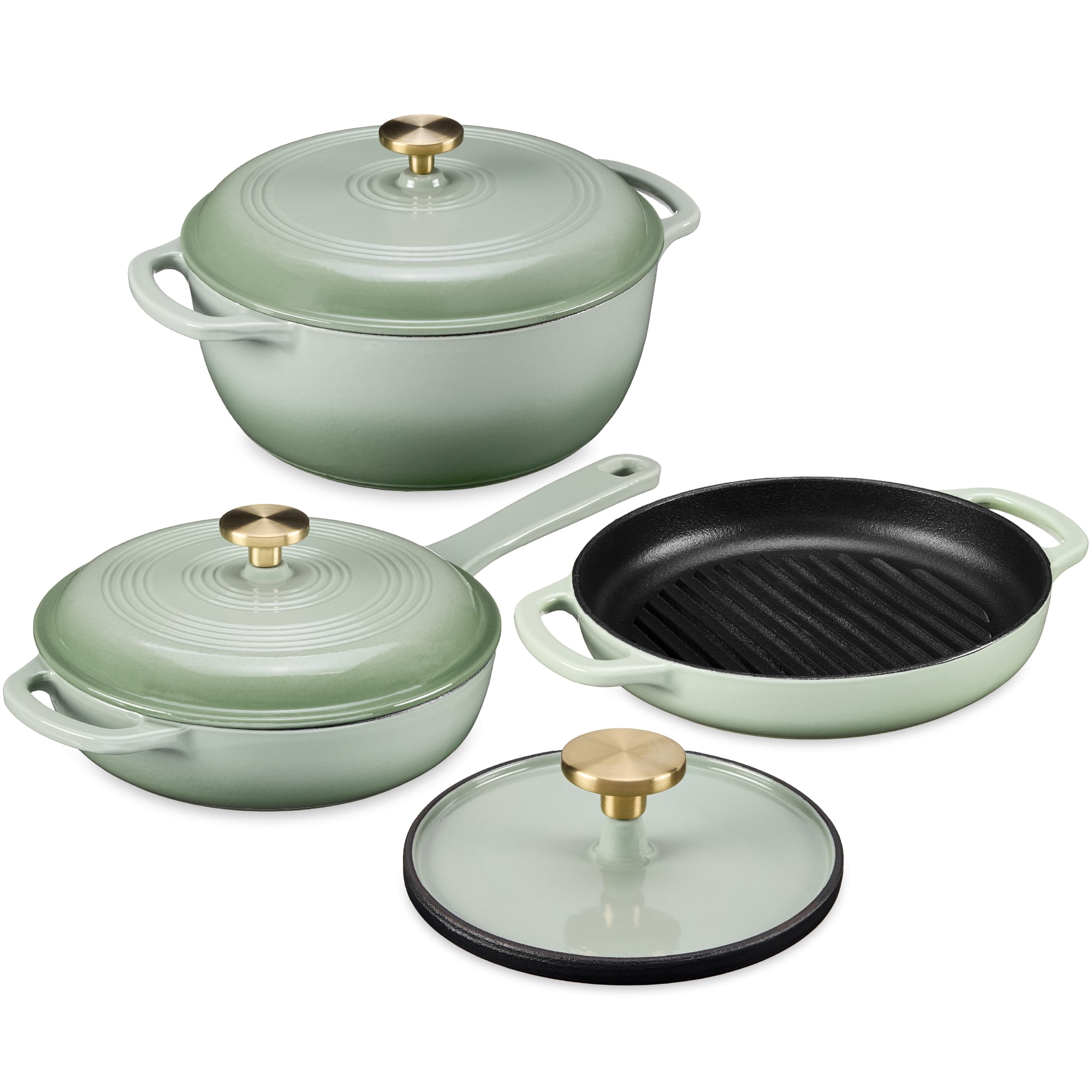 Front. Best Choice Products - 6-Piece Enameled Cast Iron Cookware Set - Sage.