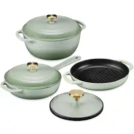 Best Choice Products - 6-Piece Enameled Cast Iron Cookware Set - Sage
