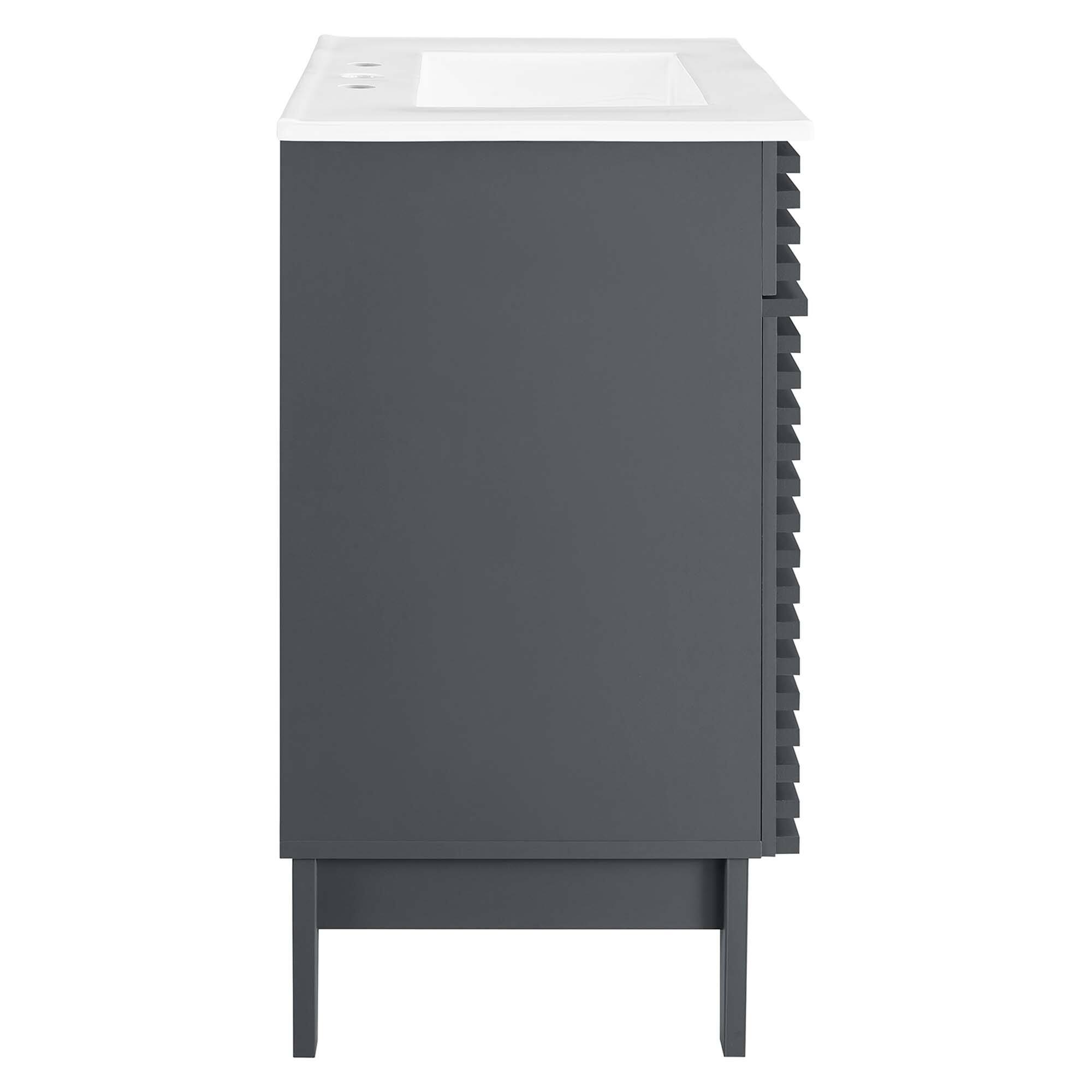 Alt View 1. Modway - Render 30" and 36" Bathroom Vanities with White Basin Included - Gray White.