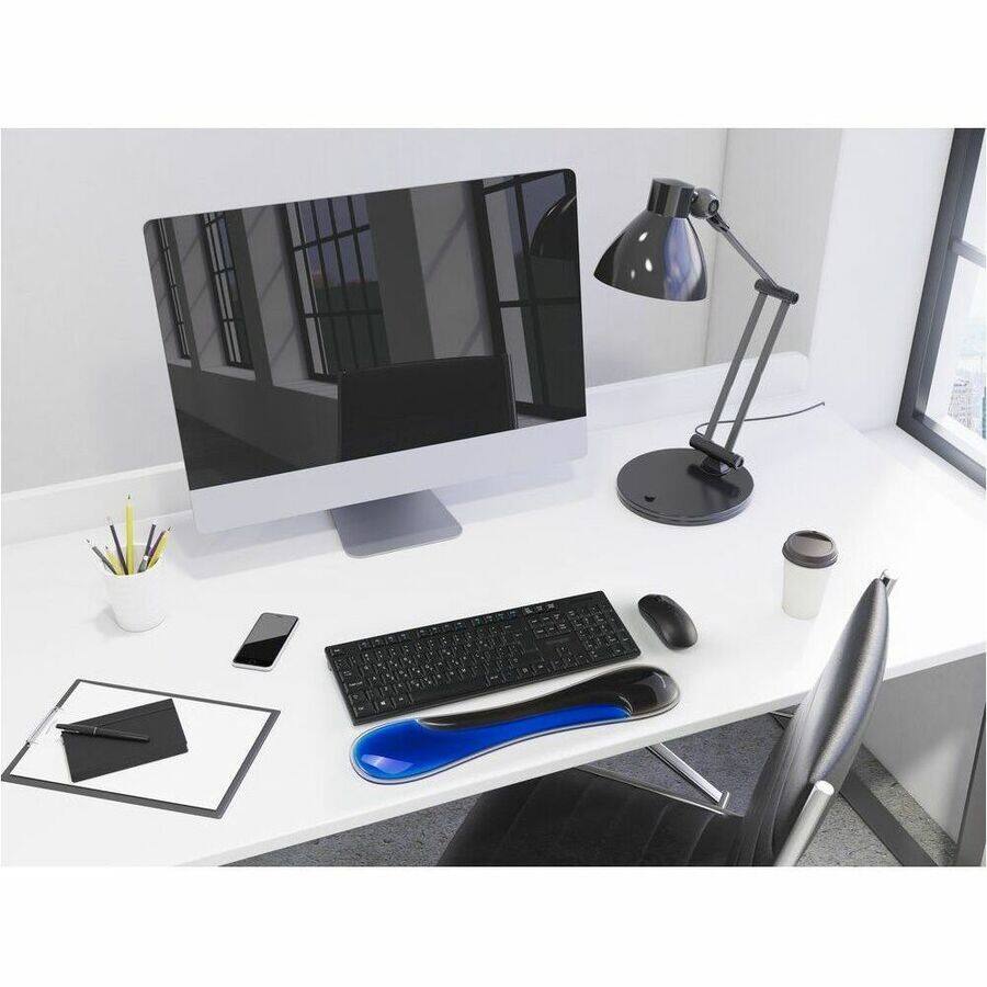 Alt View 4. Kensington - Kensington Slim Duo Gel Keyboard Wrist Rest - 0.71" Height x 19.29" Width x 3.74" Depth - Black, Blue - Gel - Strain - Black, Blue.