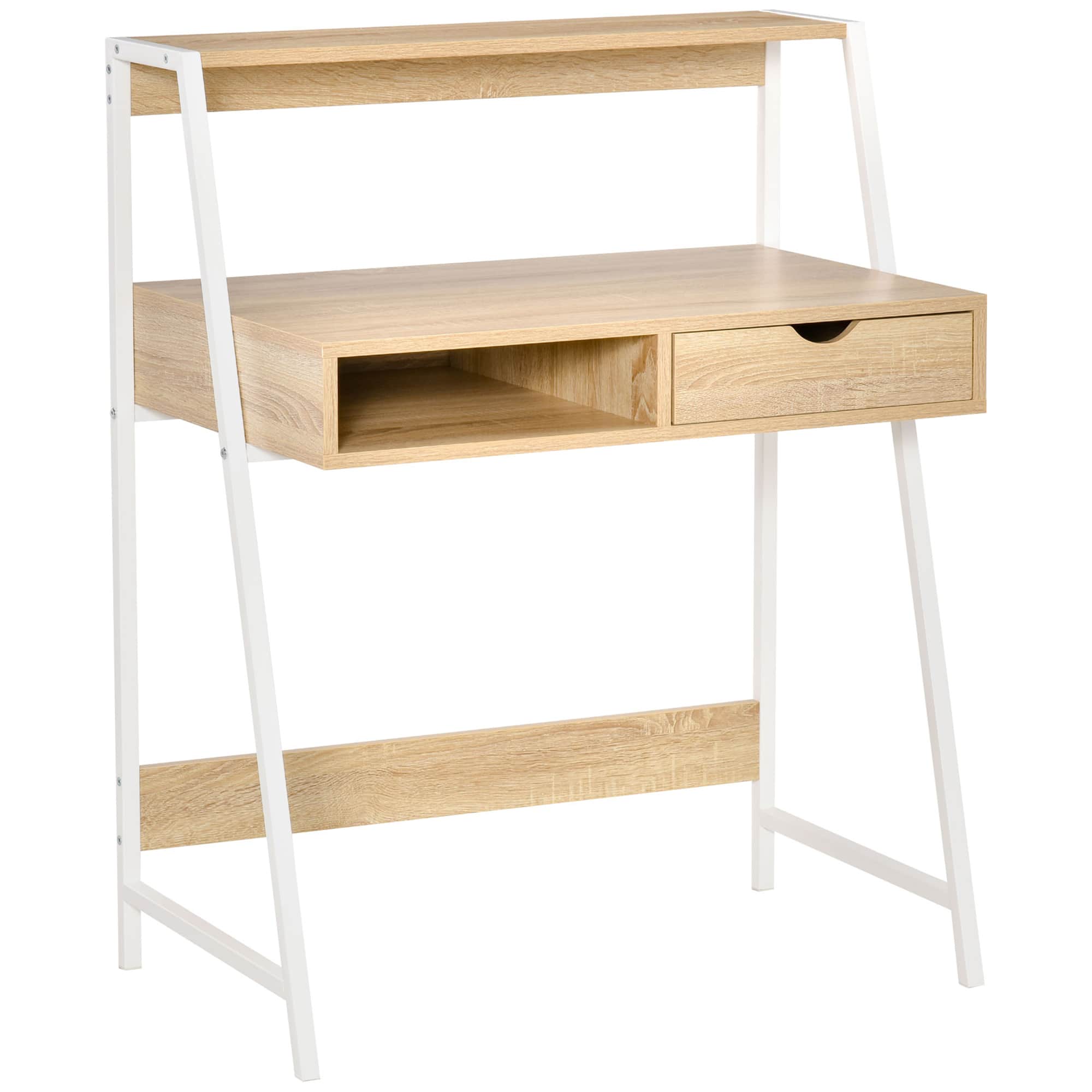 Homcom - Home Office desk, Computer Desk for Small Spaces - Natural Wood