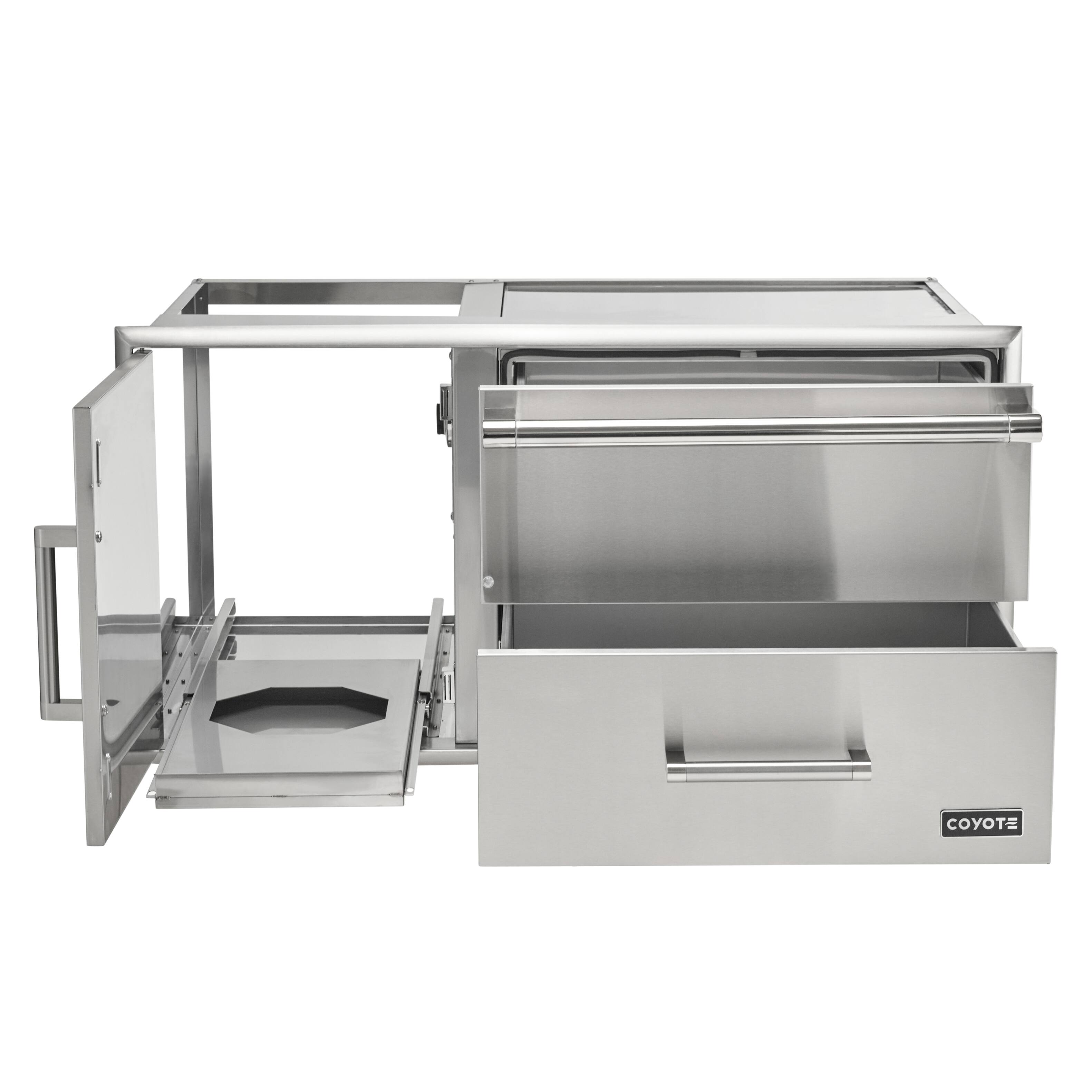Angle. Coyote Outdoor Living - Coyote Outdoor Living 42" Access Door With Storage & Warming Drawer Combo - Stainless Steel.