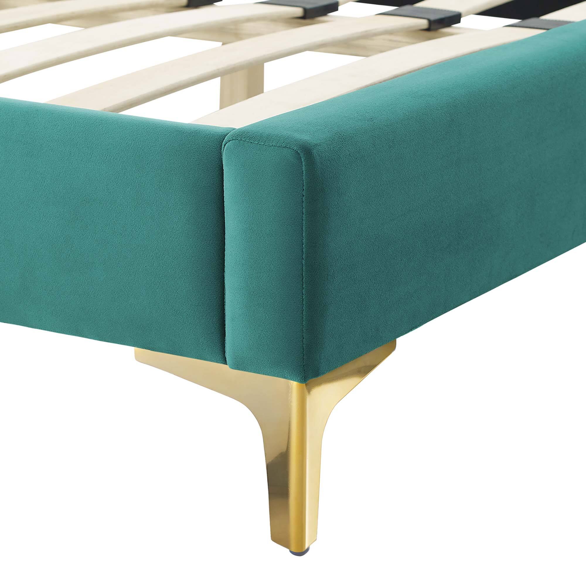 Alt View 4. Modway - Daisy Performance Velvet Full Platform Bed - Blue.