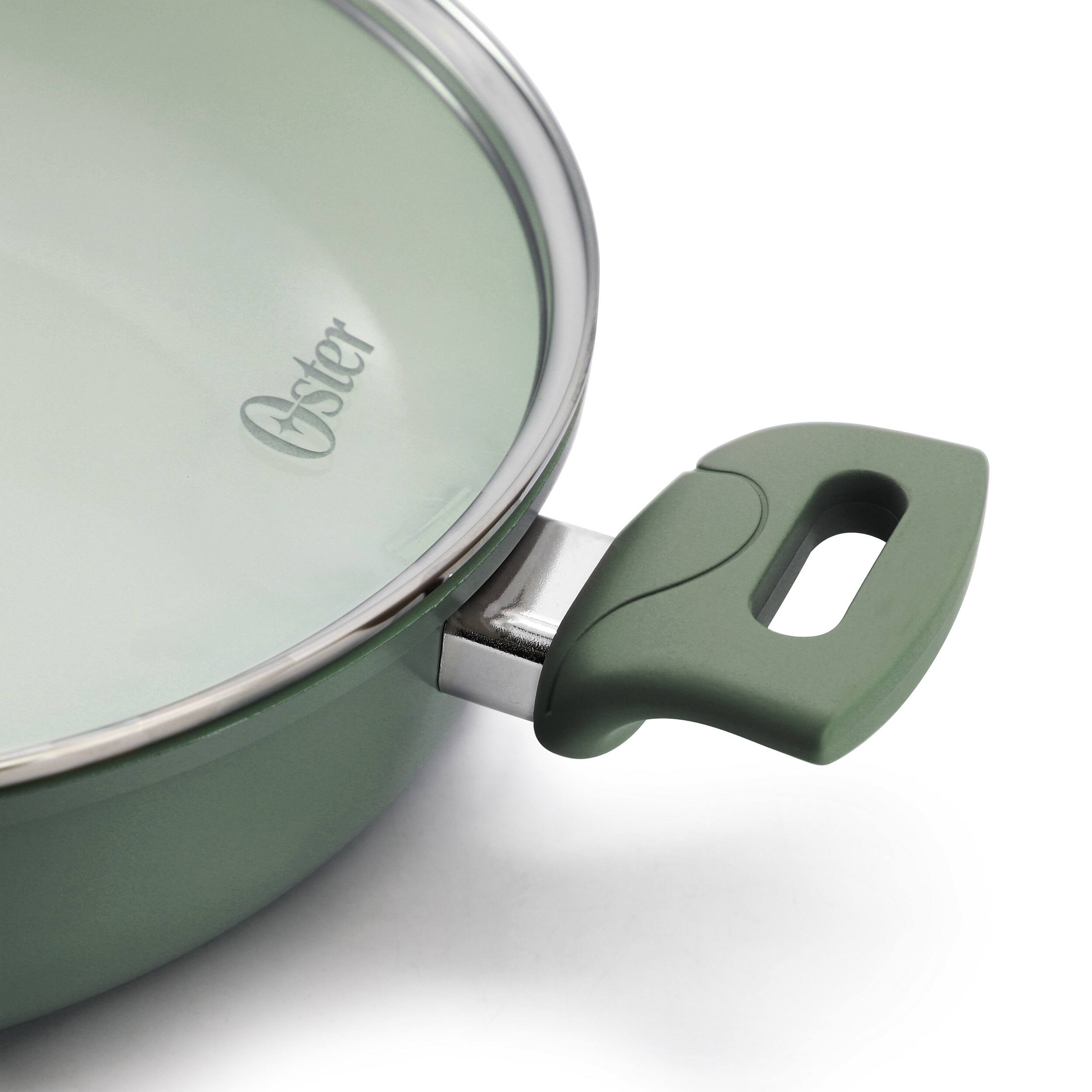 Alt View 3. Oster - Oster Sutterville Choice 5 Quart Ceramic Nonstick Saute Pan with Lid in Evergreen - Greeb.