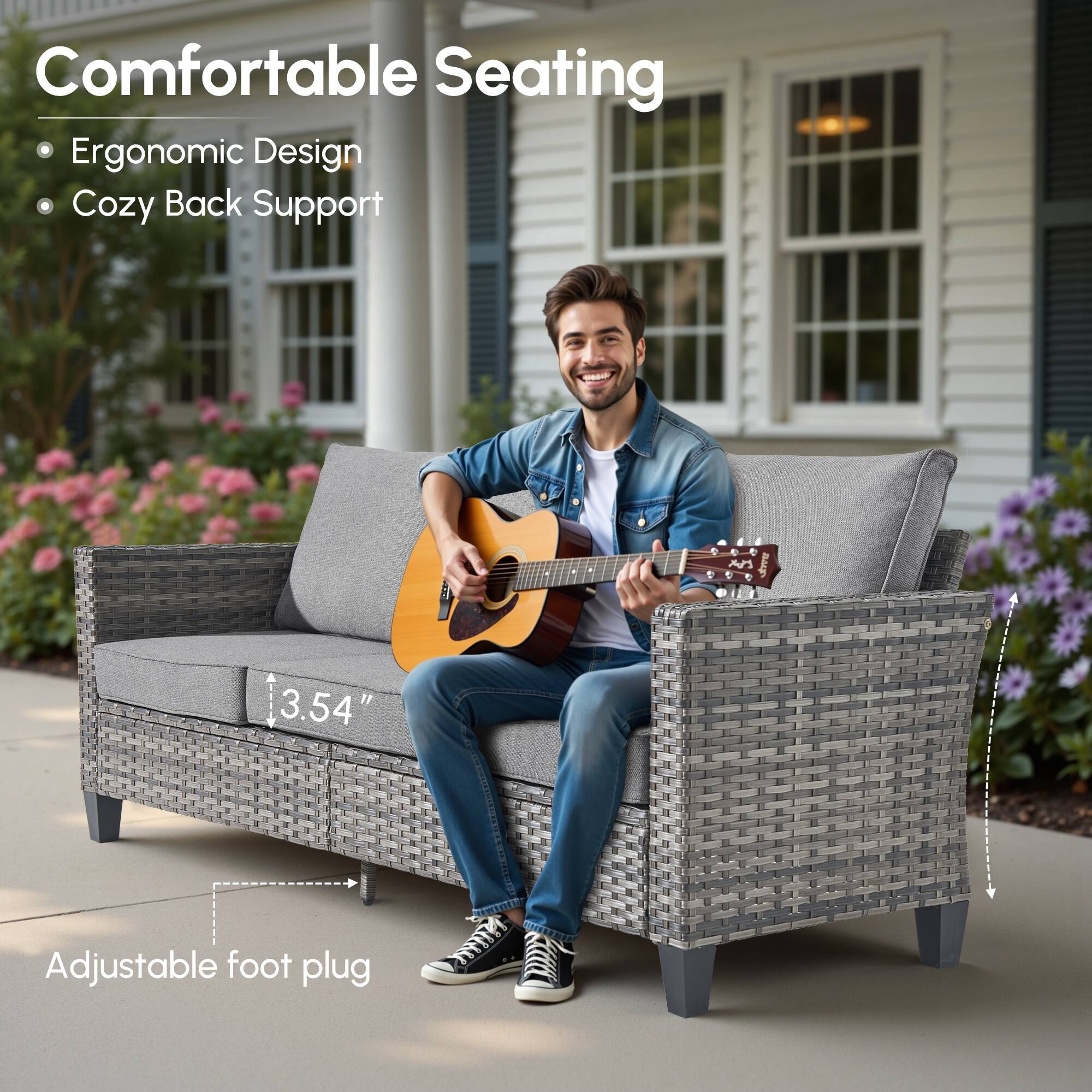 Comfortable Seating  
- Ergonomic Design  
- Cozy Back Support  

3.54" Adjustable foot plug