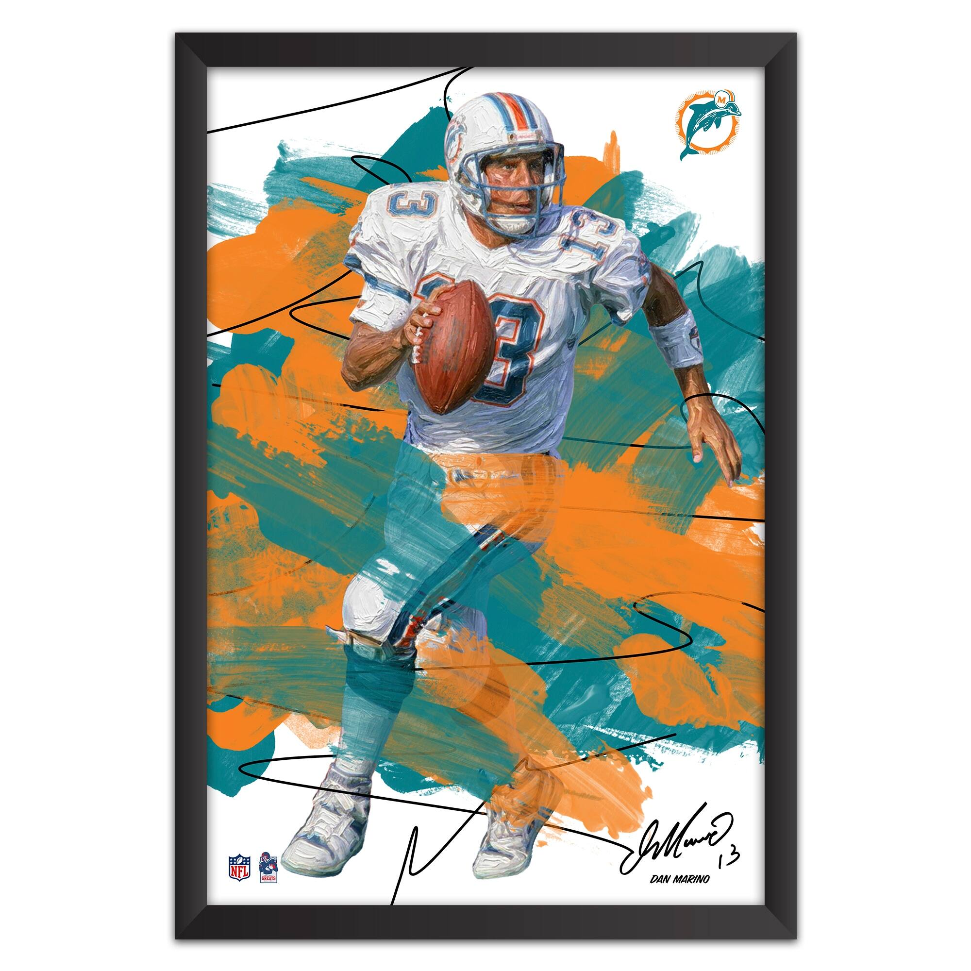 Dan Marino Miami Dolphins 14" x 20" Brush Stroke Player Framed Art Print
