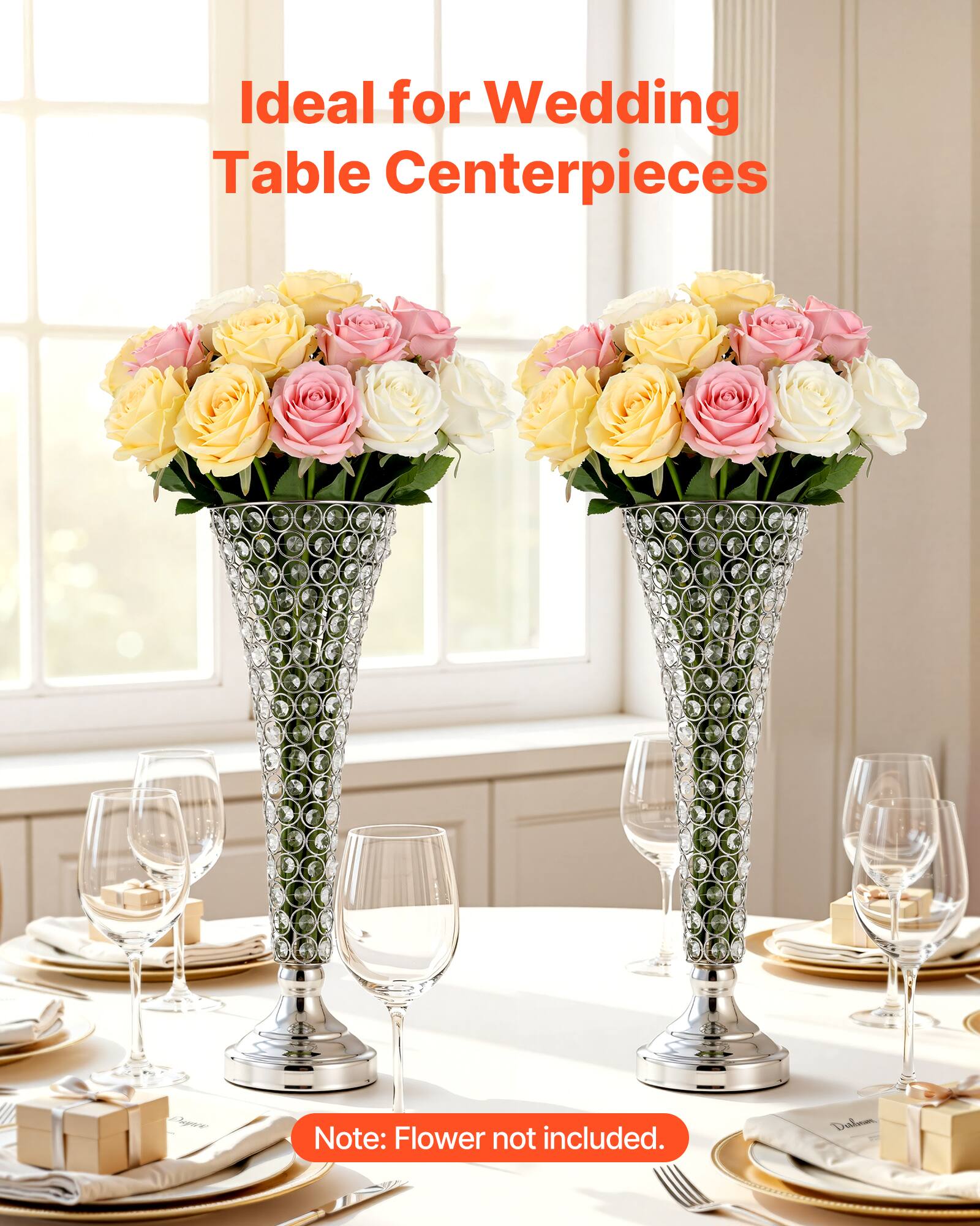 Ideal for Wedding Table Centerpieces

Note: Flower not included.