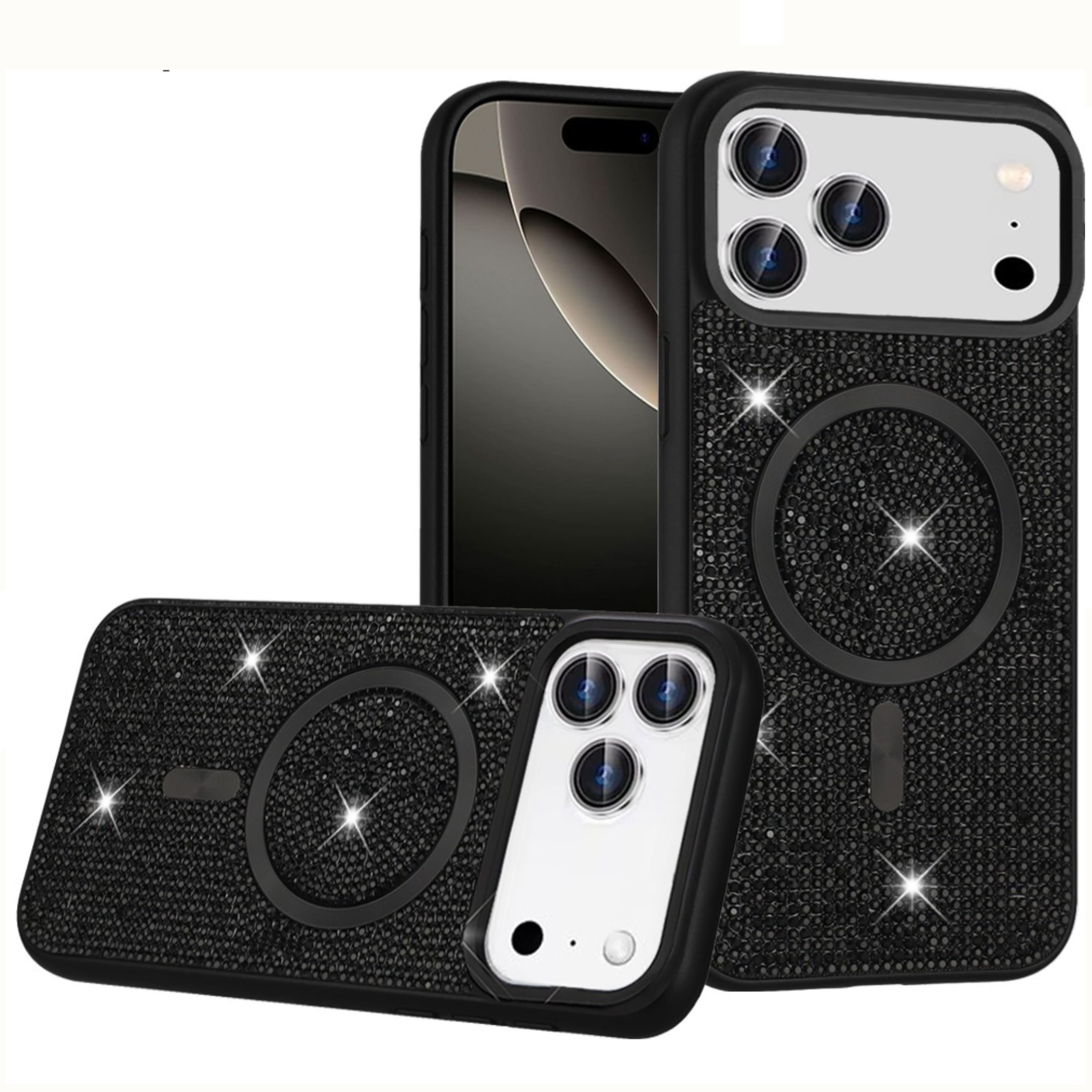 Kitcheniva - Magnetic Circle Full Bling Case With Tempered Glass For iPhone 17 Pro Max - Black price history on PriceWatchPro