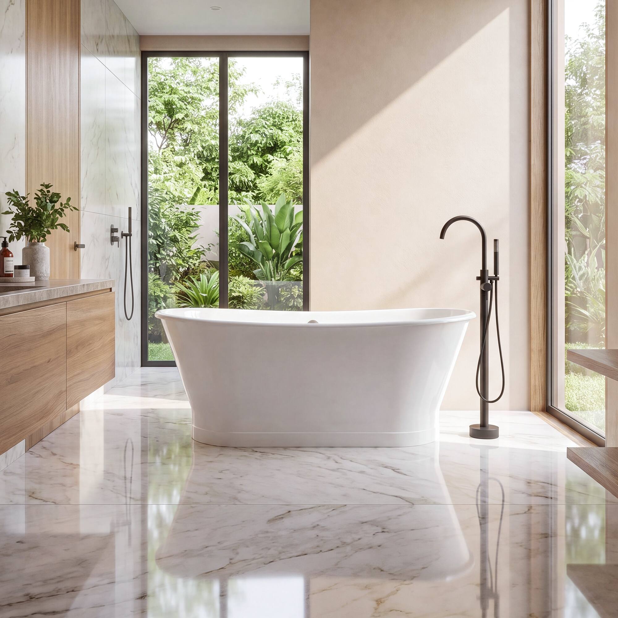 Alt View 10. Akicon - Akicon 67" Freestanding Cast Iron Soaking Bathtub with Overflow & Drain in White - White.