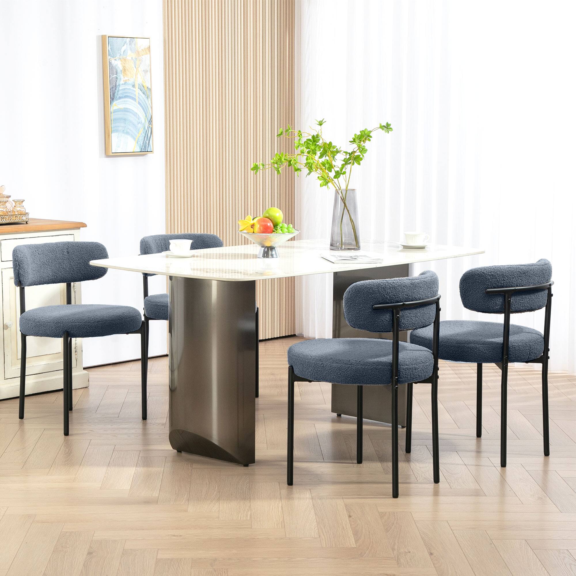 Alt View 1. Homcom - Modern Upholstered Kitchen Chairs - Gray.