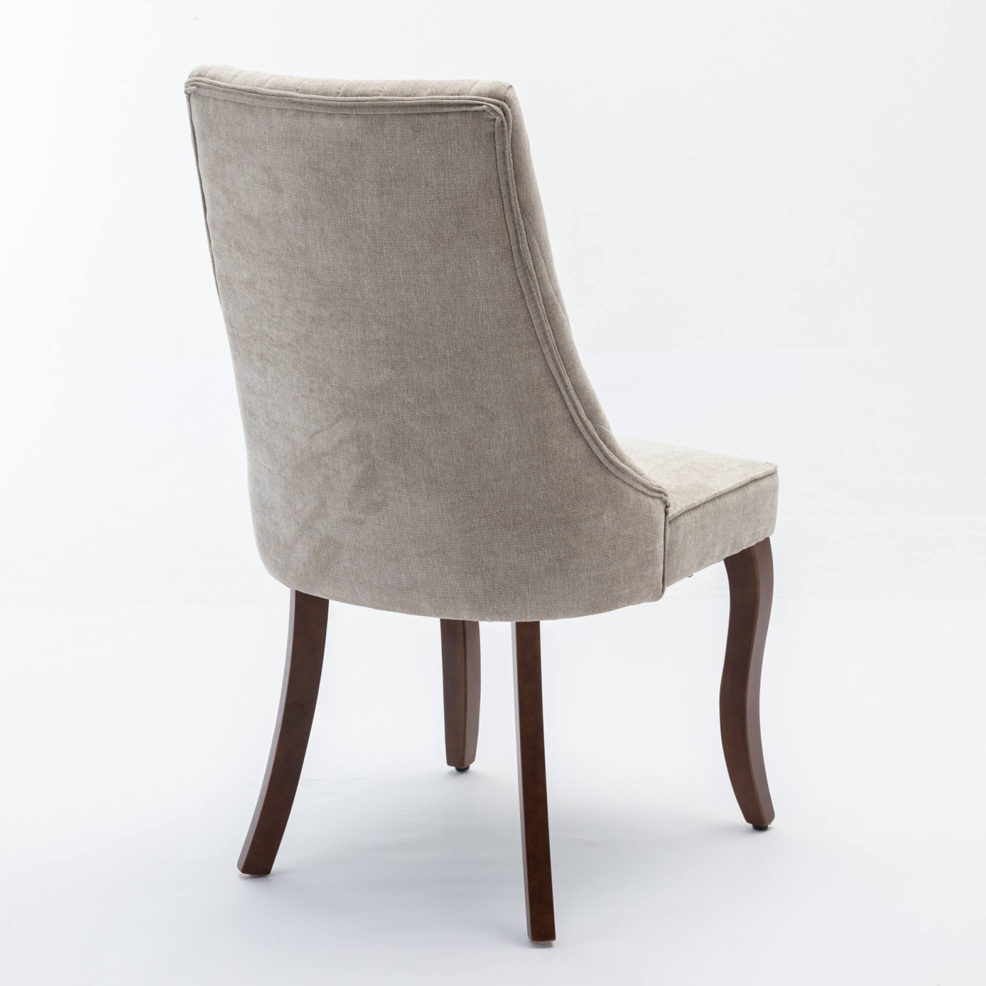 Alt View 2. GOODSILO - Elegant Upholstered Dining Chairs Set with High Backrest and Solid Wood Legs for Comfortable Seating - Beige.