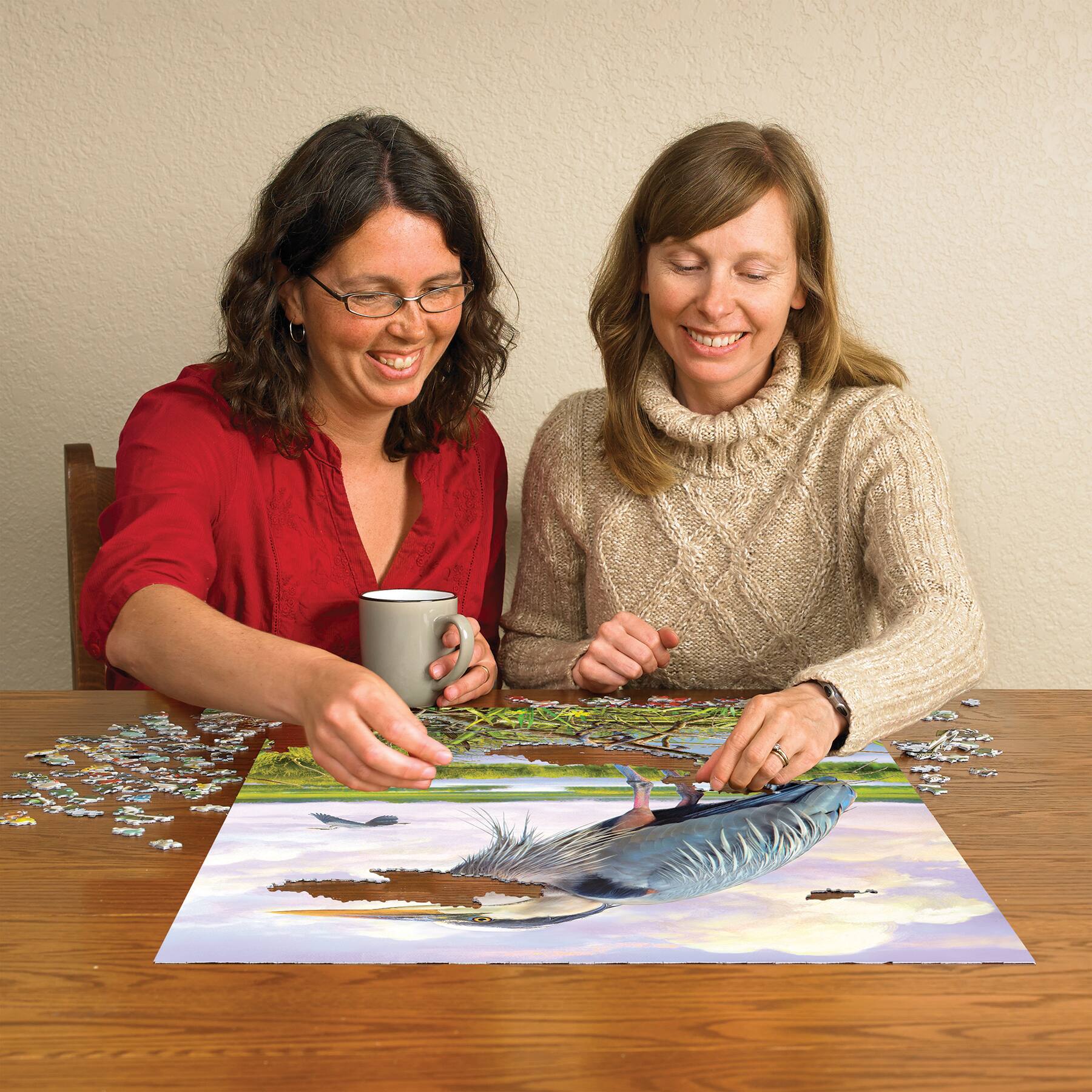 Alt View 1. Outset Media - Outset Media: Cobble Hill 1000 Piece Puzzle: Heron - Reference Poster Included.