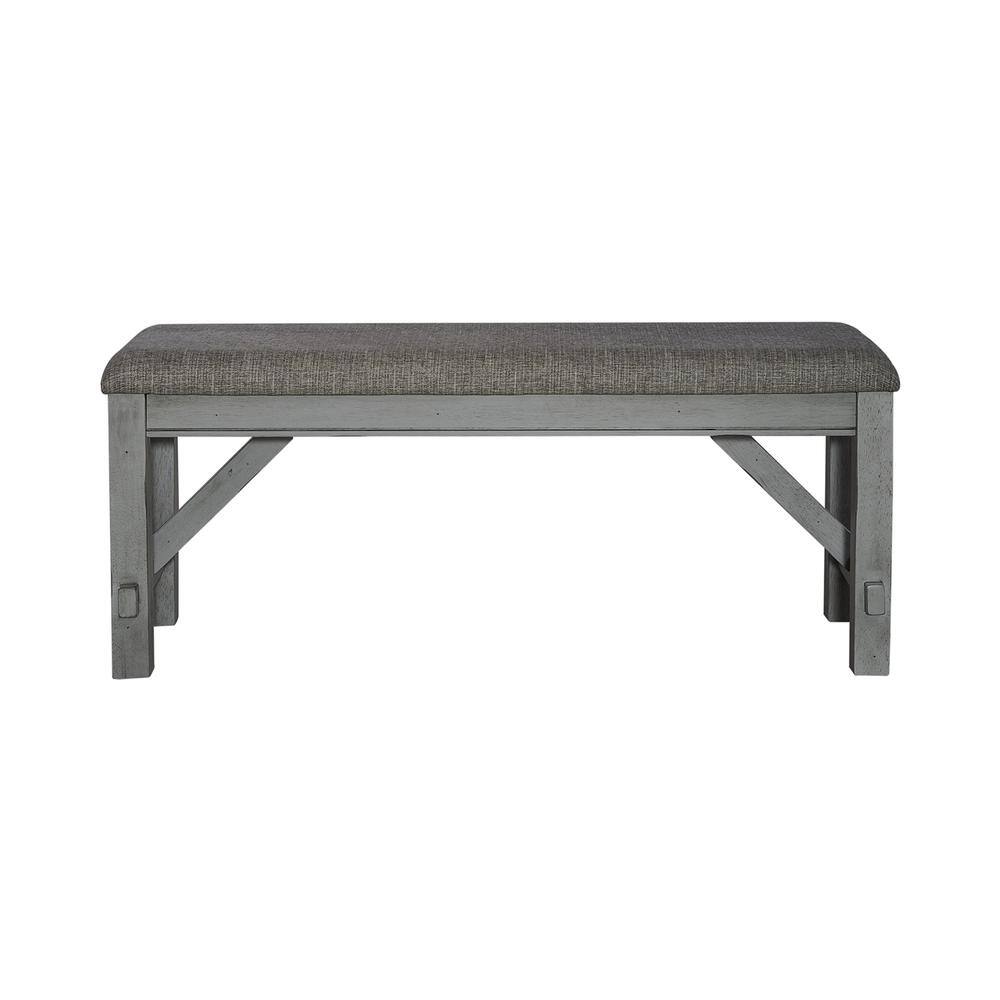 Left. Liberty Furniture Industries - Dining Bench Transitional Grey in Smokey Grey Finish w/ Carbon Grey Tops - Grey.