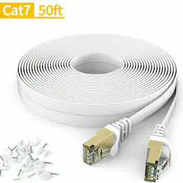 Kitcheniva - Flat Ethernet Cable For Internet Router Patch Cord 50 Feet Black