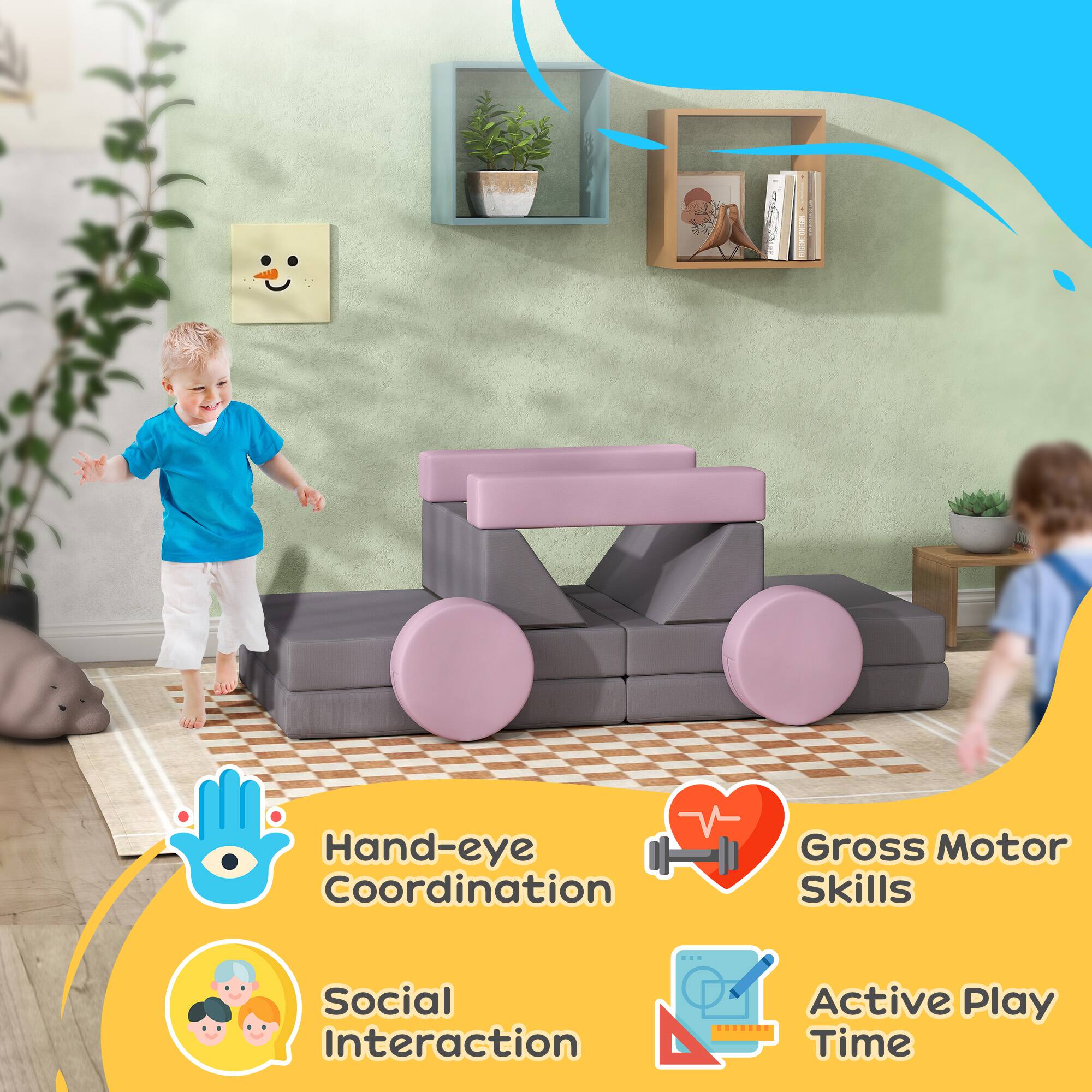 Hand-eye Coordination  
Gross Motor Skills  
Social Interaction  
Active Play Time