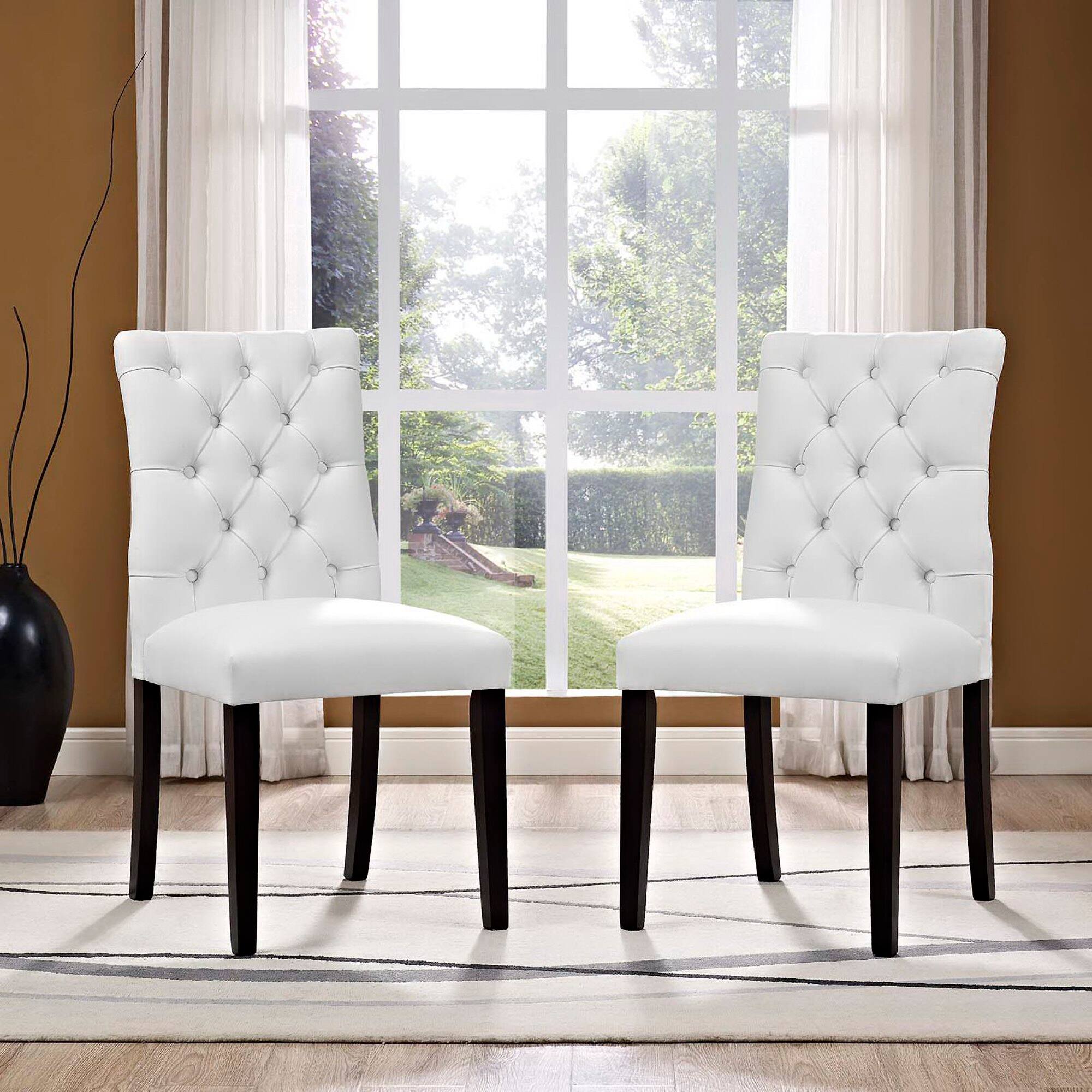 Alt View 1. Modway - Duchess Vinyl Dining Chair Set of 2 by Modway - White.