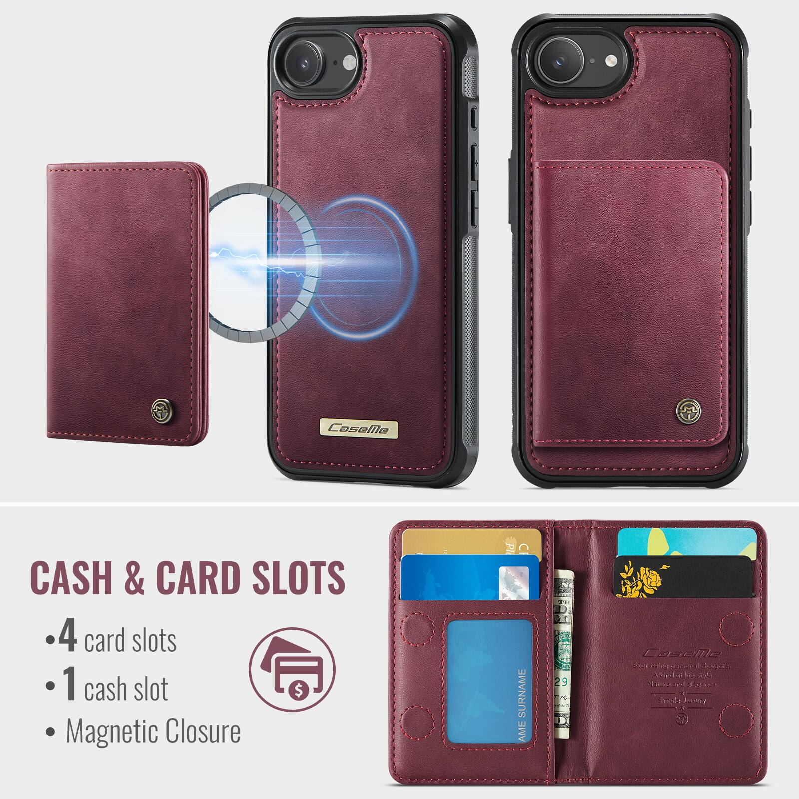 Caselle CASH & CARD SLOTS  
4 card slots  
1 cash slot  
Magnetic Closure  

SURNAME  
NAME  
DE  
29  

BI  
Casele  
1a  
A  
NC  
An