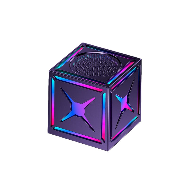 Cluzine - RGB Cube Bluetooth Speaker, Samurai Black, Dual HiFi, 500mAh Battery, Wireless for Gaming