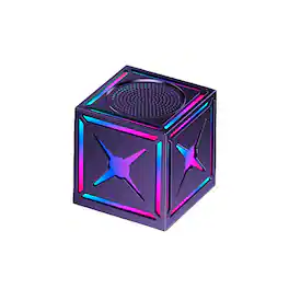 Cluzine - RGB Cube Bluetooth Speaker, Samurai Black, Dual HiFi, 500mAh Battery, Wireless for Gaming