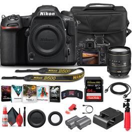 D500 DSLR Camera Body Only 1559 W/ Nikon 16-80mm Lens - Basic Bundle