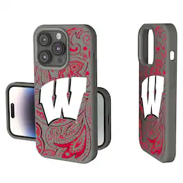 Keyscaper - NCAA - Wisconsin Badgers Paisley iPhone Soft Touch Case - 15 - Gray