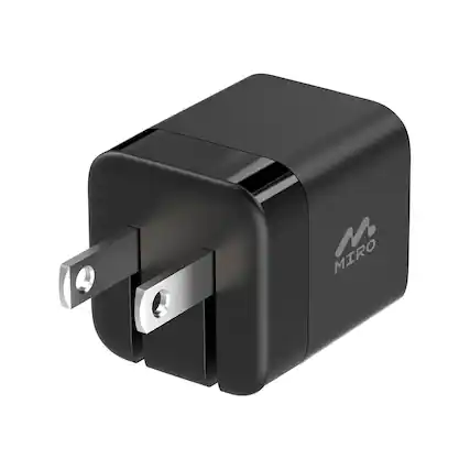 Front. Miro - D1 GaN 1C 30W Type C Charging Wall Charger - Black.