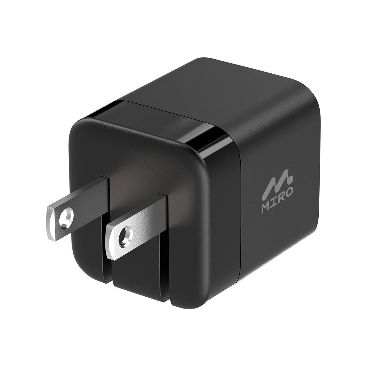 Front. Miro - D1 GaN 1C 30W Type C Charging Wall Charger - Black.