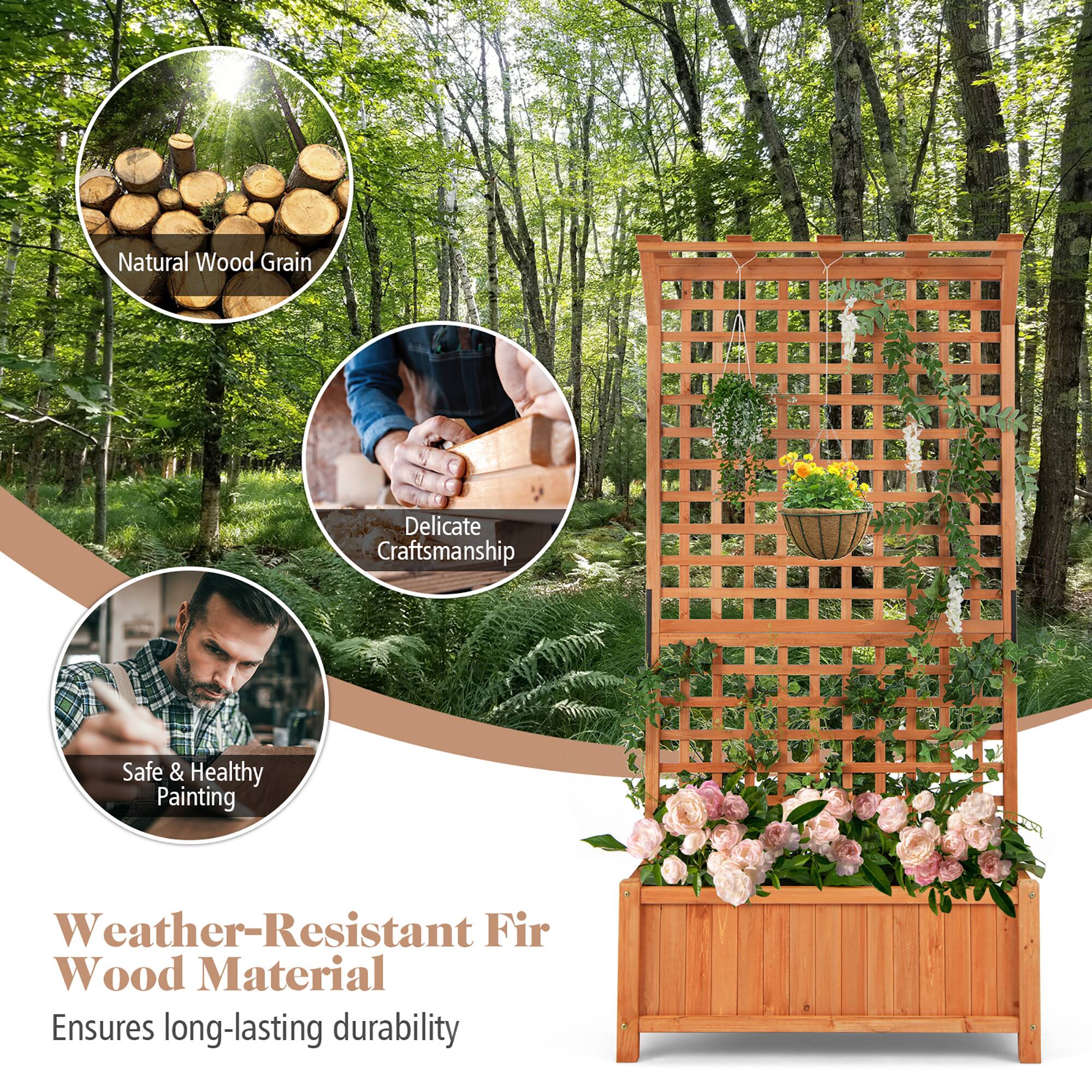 Natural Wood Grain Delicate Craftsmanship Safe & Healthy Painting Weather-Resistant Fir Wood Material Ensures long-lasting durability
