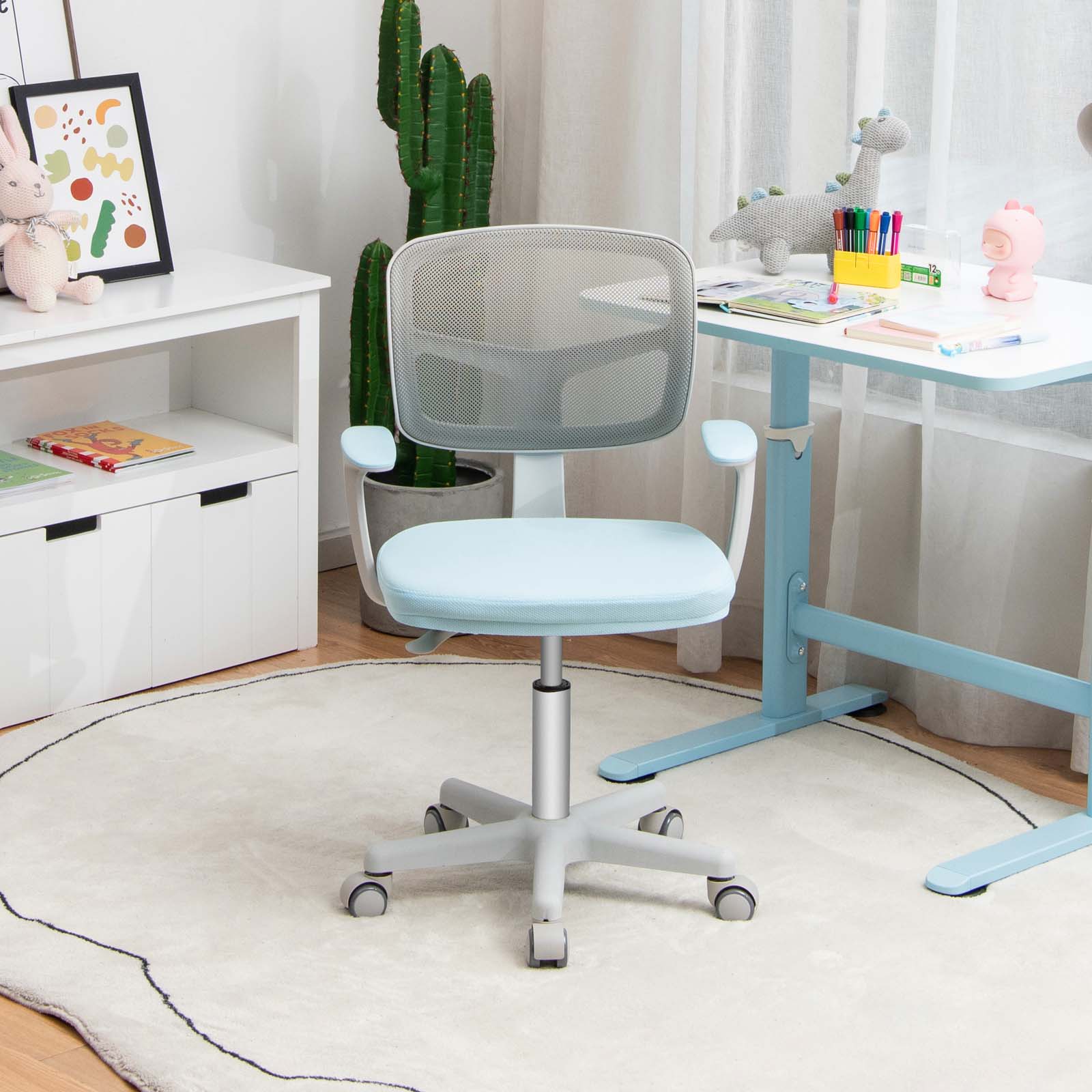 Alt View 3. Costway - Costway Kids Desk Chair Adjustable Height Children Study Chair w/Auto Brake Casters - Blue.
