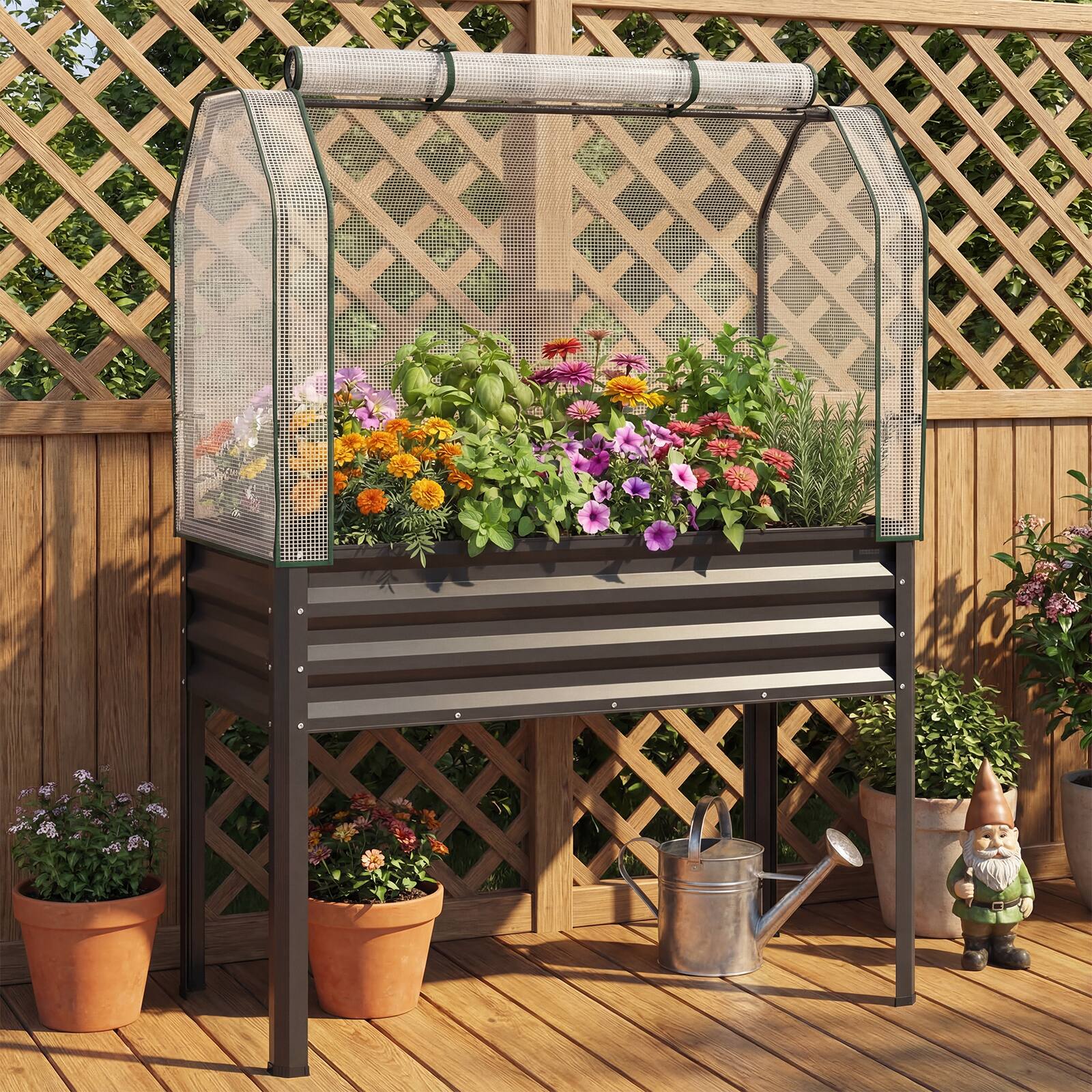 Alt View 3. Costway - Costway 2 PCS Galvanized Raised Garden Bed with Legs Roll-up Door for Vegetable Flower Herb - Black.