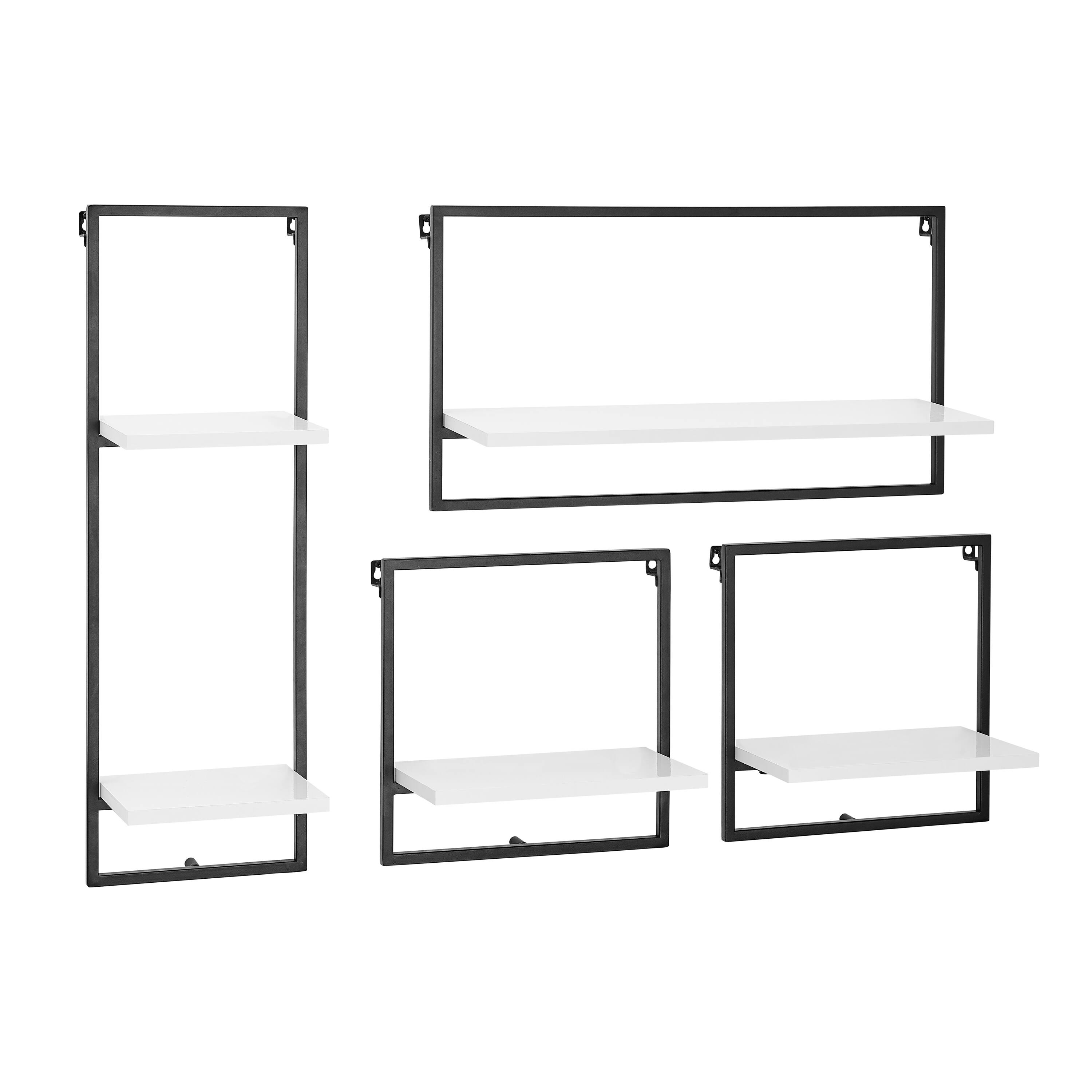 Alt View 6. Danya B - Framed 4-Piece Shelf Set - Black Metal Frame and White MDF Shelves - Black, White.