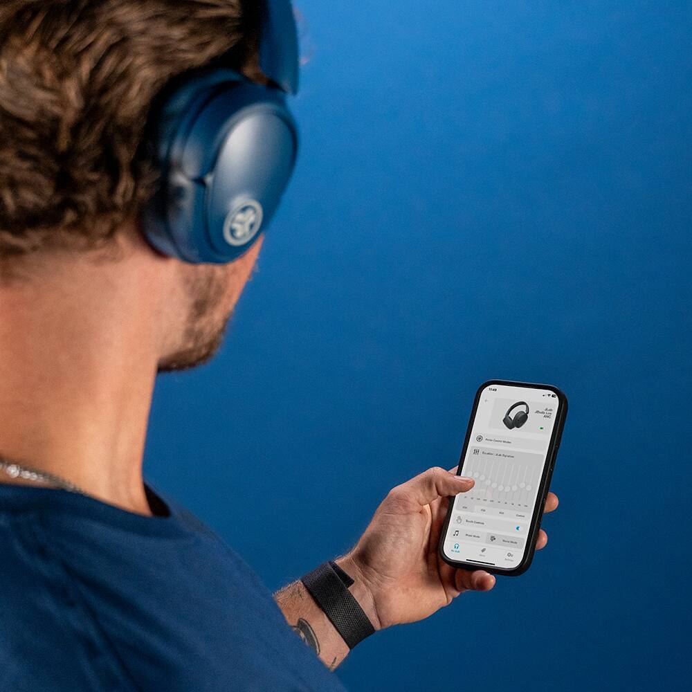 Alt View 7. JLab - JBuds Lux ANC Wireless Bluetooth Over-Ear Headphones with Active Noise Cancelling, Spatial Audio & 70+ Hour Battery - Navy.