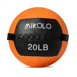 Mikolo - Fitness 20LB Wall Ball, Soft Leather Medicine Ball, Blue Weighted Wall Ball with Non-Slip Grip - Orange