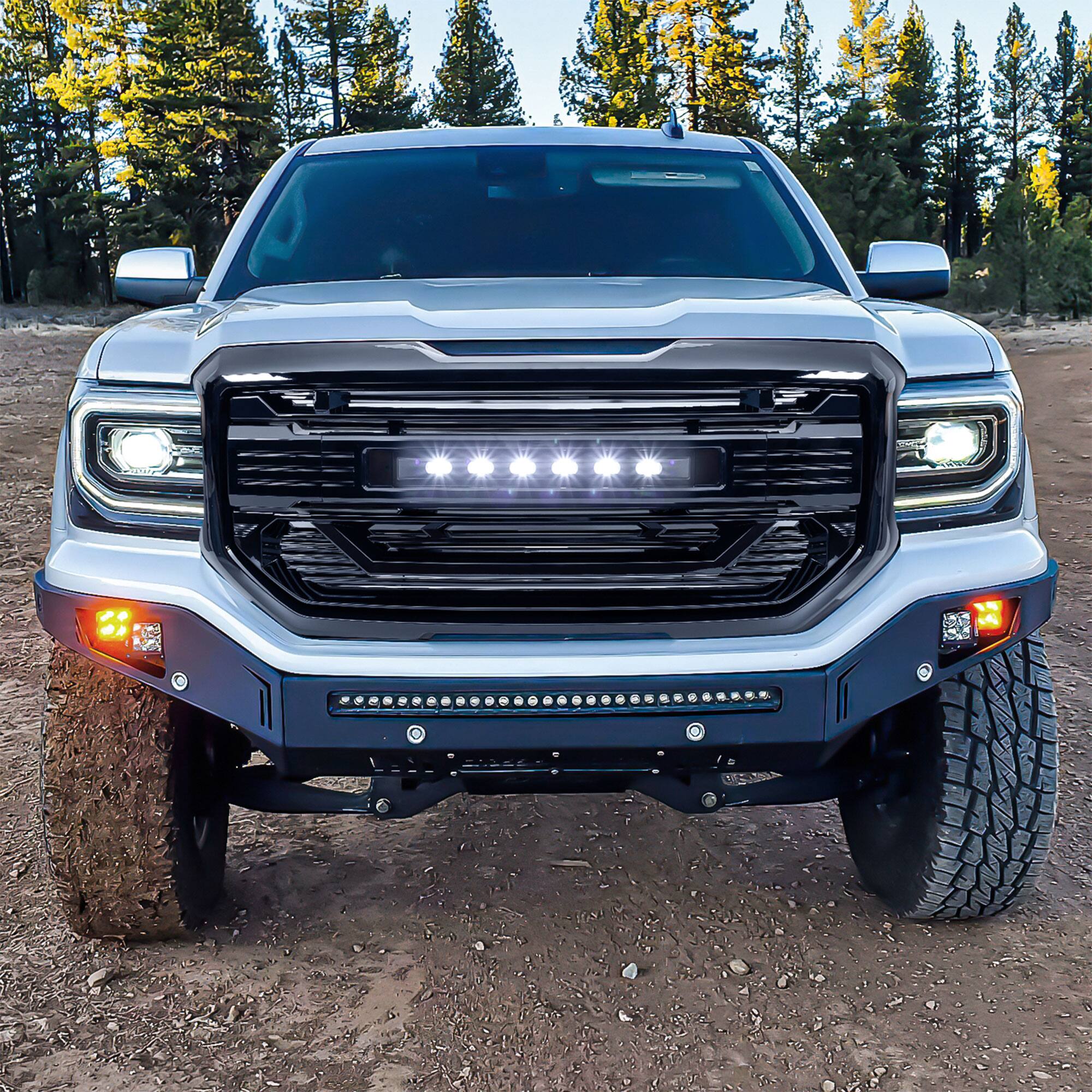 Alt View 5. AMERICAN MODIFIED - AMERICAN MODIFIED Armor Grille for 2016 to 2018 GMC Sierra 1500, Glossy Black - Glossy Black.