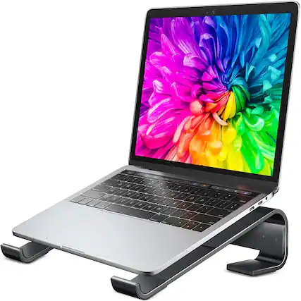 Front. ACJPR - Laptop Stand for Desk, Adjustable Telescopic Riser, Gray, 10–17" Laptops - D-Black.