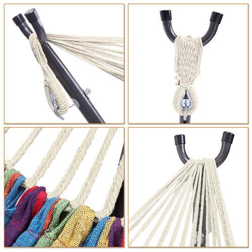 Alt View 2. Winado - Hammock Set 9 FT Heavy Duty with Steel Stand, Portable Carrying Bag for Garden Indoor Outdoor Patio Deck Yard Beach - Rainbow Stripes.