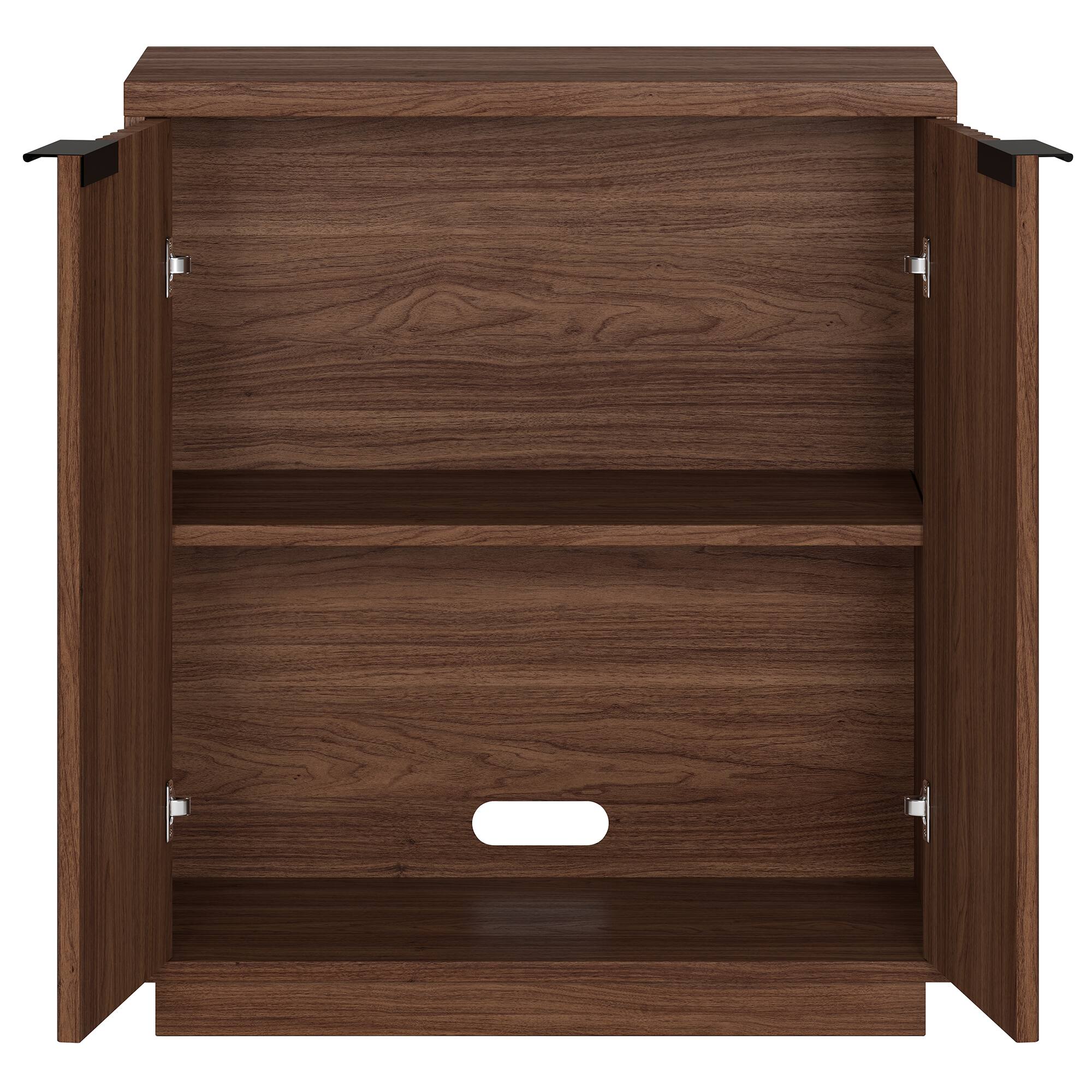 Back. Hudson&Canal - Mansfield 28" Wide Rectangular Fluted Accent Cabinet - Medium Brown.