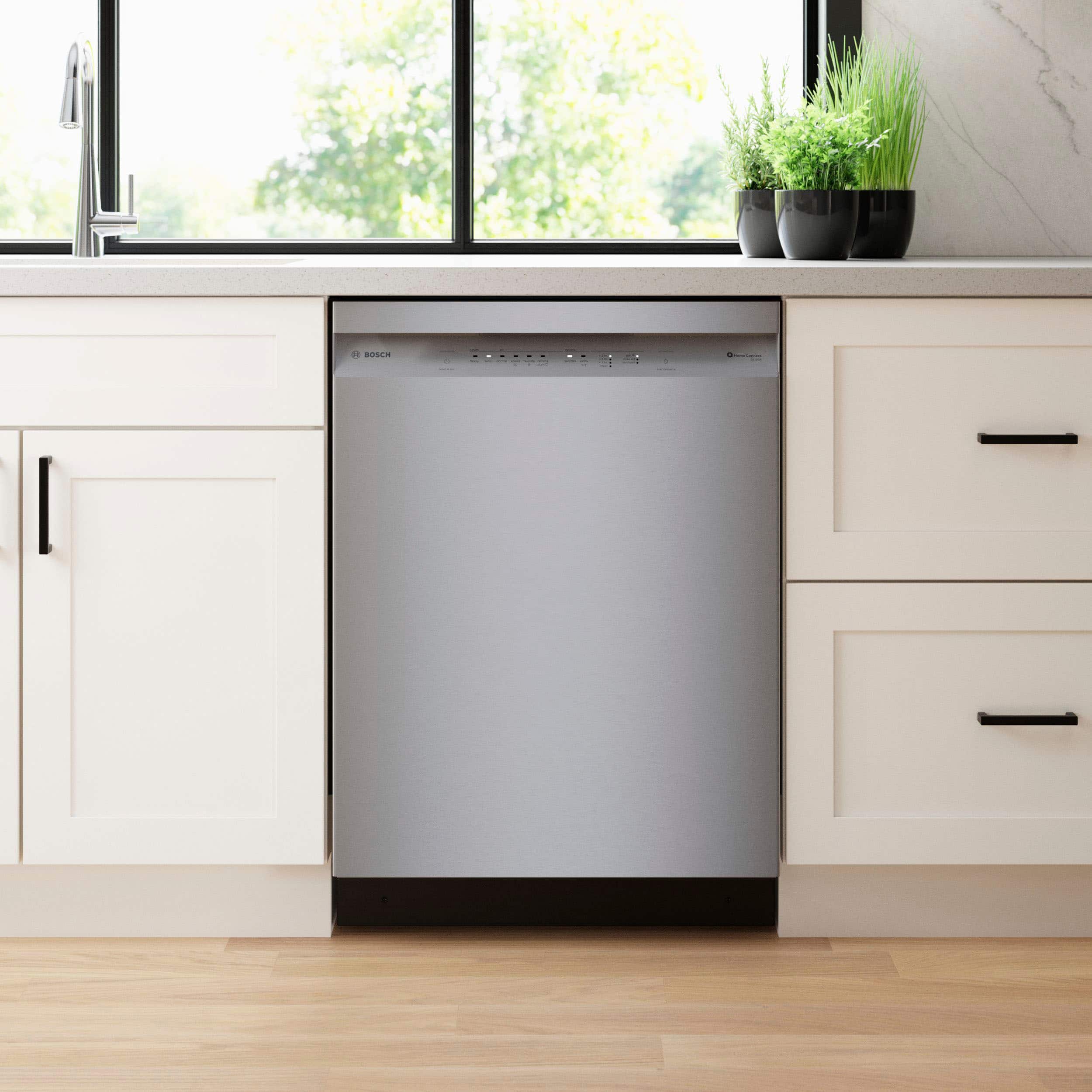 Alt View 24. Bosch - 100 Series 24" Front Control Smart Built-In Stainless Steel Tub Dishwasher with PrecisionWash, 48 dBA - Stainless steel.