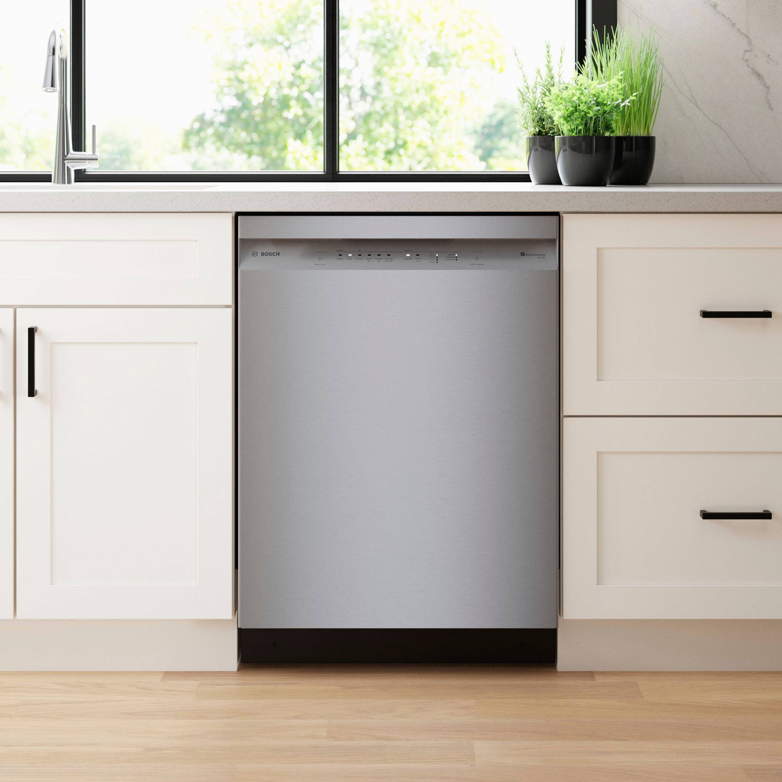 Alt View 24. Bosch - 100 Series 24" Front Control Smart Built-In Stainless Steel Tub Dishwasher with PrecisionWash, 48 dBA - Stainless steel.