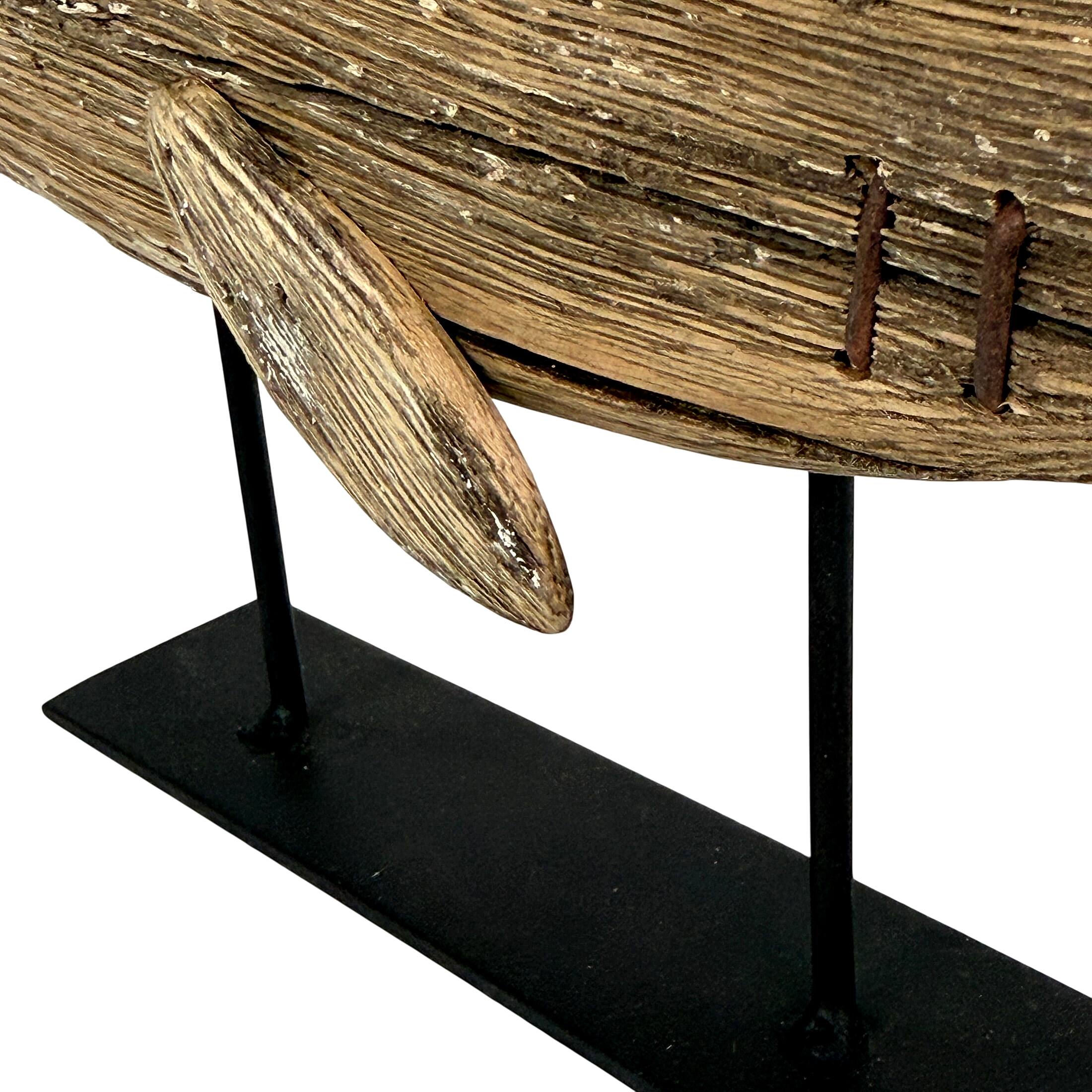 Alt View 6. Things2Die4 - Wood Whale Statue on Stand Rustic Coastal 13.5 Inches Long Shelf Decor - Natural.