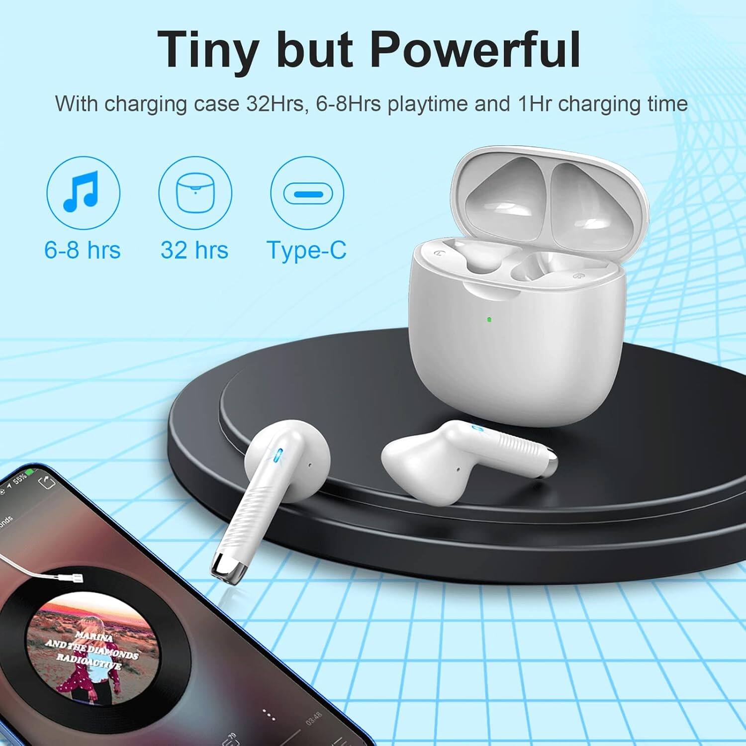 Tiny but Powerful

With charging case 32Hrs, 6-8Hrs playtime and 1Hr charging time

6-8 hrs
32 hrs
Type-C

AOS MARINA AND THE RADIOACTIVE DIAMONDS

Q3:43