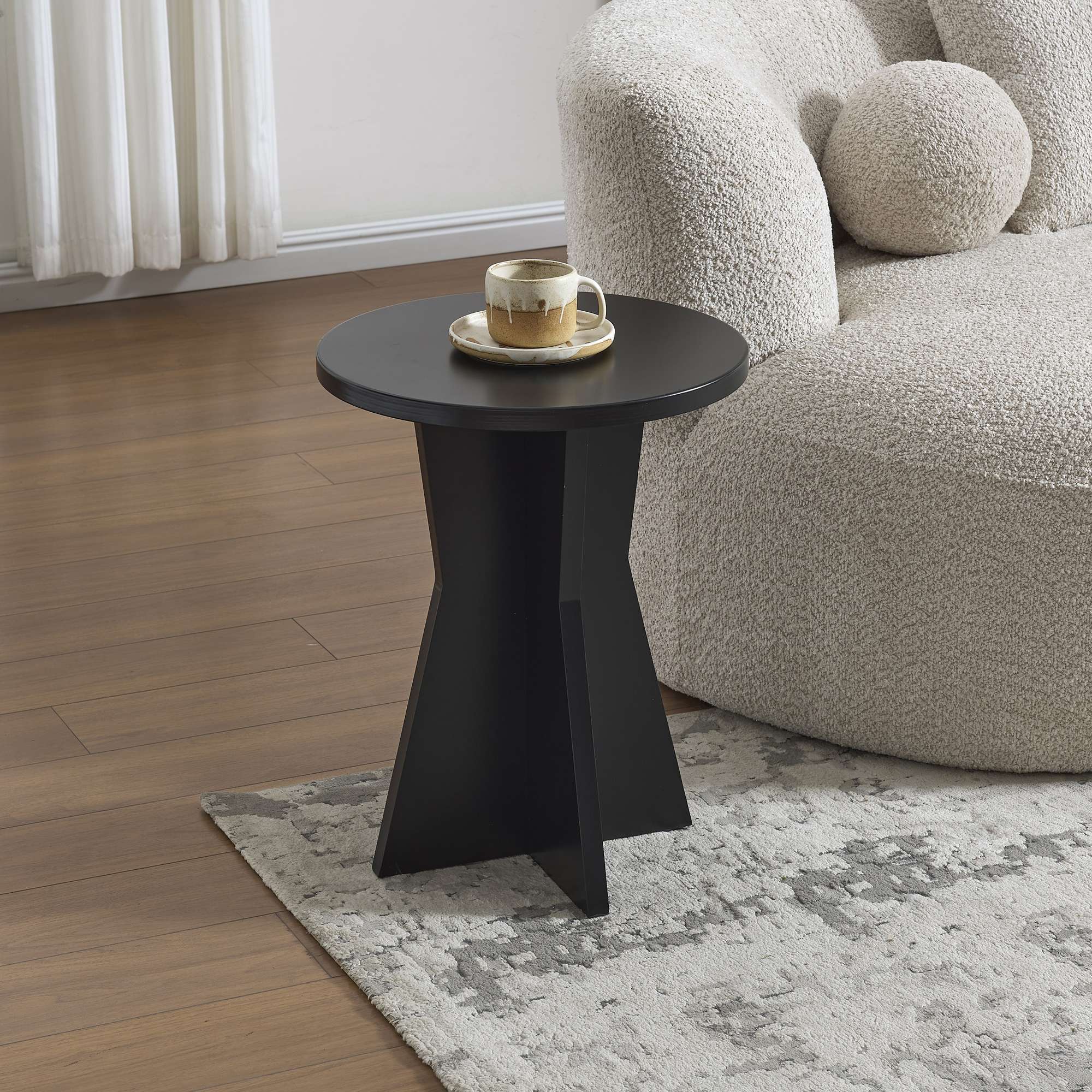 Kings Brand Furniture Round Side Table, Modern Pedestal Base Accent ...