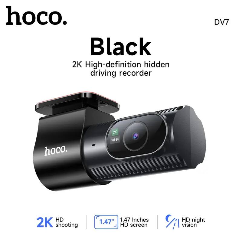 hoco.  
Black  
2K High-definition hidden driving recorder  

2K shooting  
1.47" HD screen  
HD night vision  

DV7