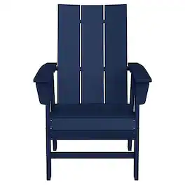 WestinTrends - Ashore Outdoor Patio HDPE Plastic Modern Adirondack Dining Chair - Navy Blue