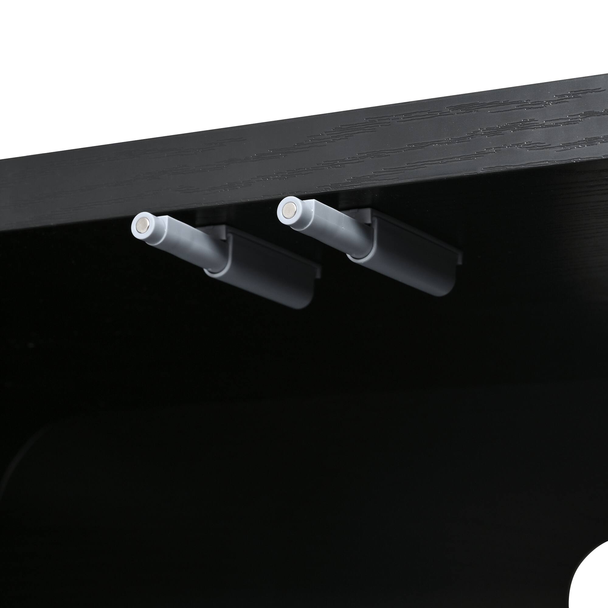 Alt View 2. Whisen - Curved Edge TV Stand for TVs up to 70" with Push-to-Open Cabinets,Adjustable Shelves and Cable Management - Black.