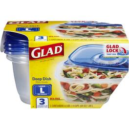 Glad - 64 oz Clear Food Storage Container Set 3 pk