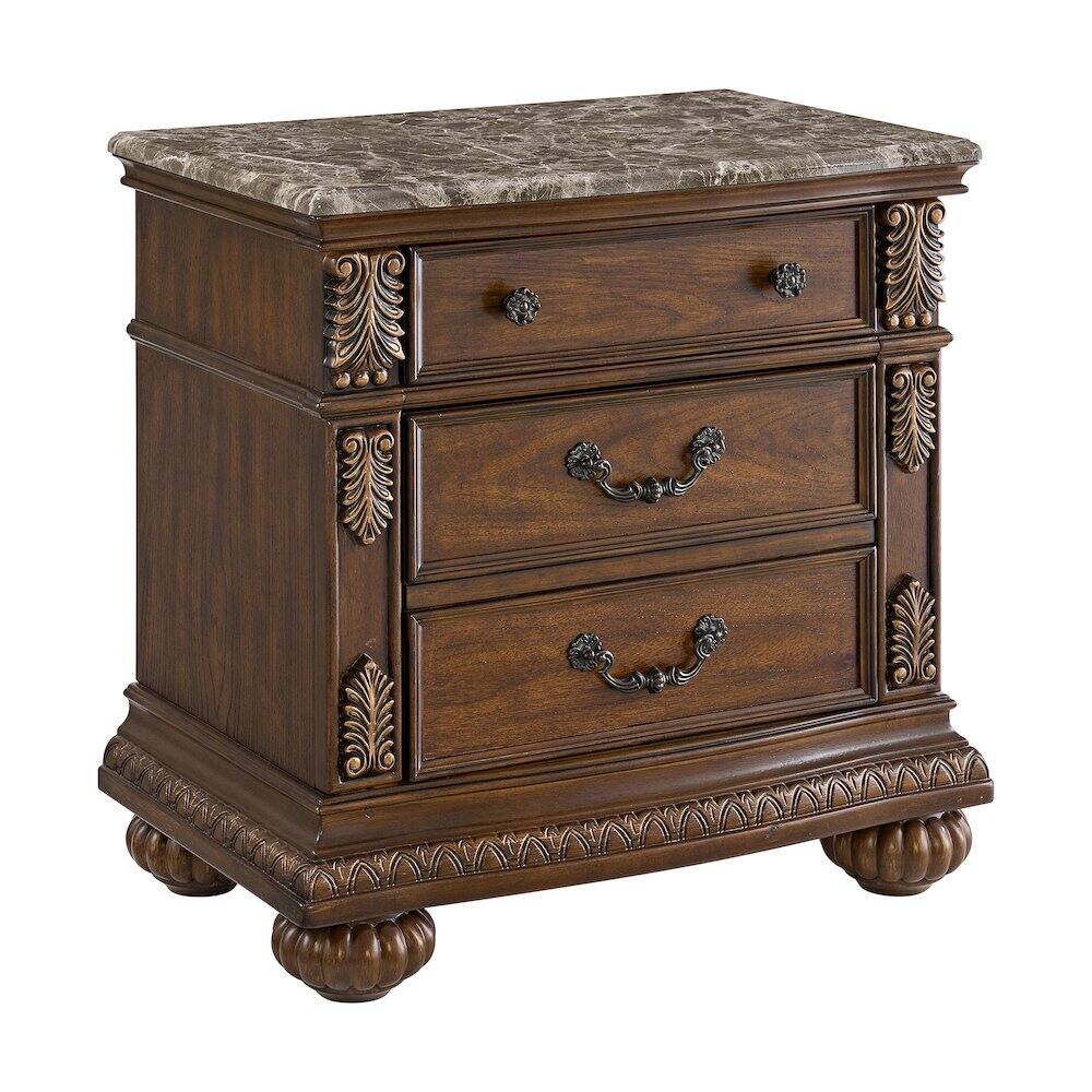 Angle. Picket House Furnishings - Concerto Nightstand with USB-C in Brown - Brown.
