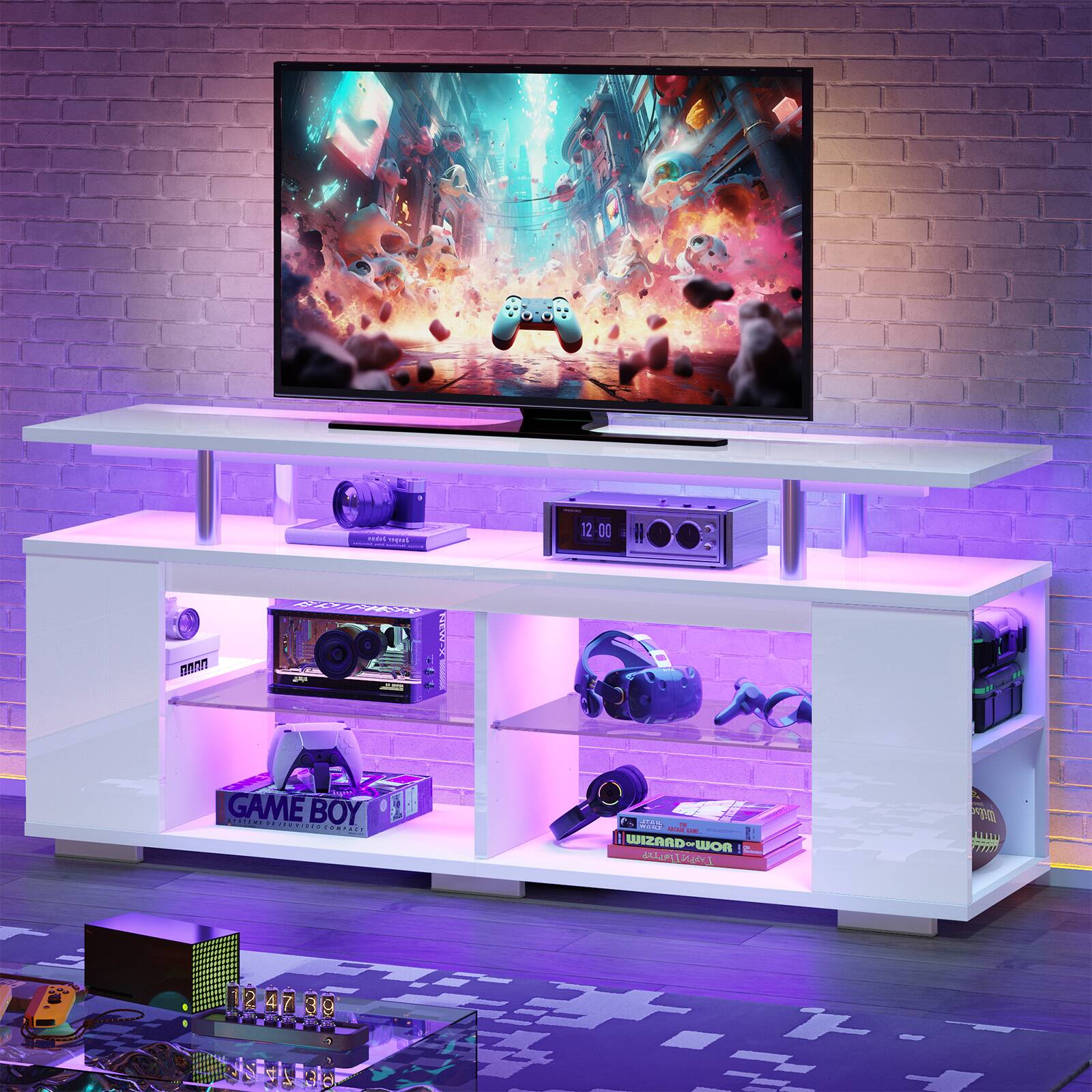 Pinmoco 63 inch Modern TV Stand High Glossy Entertainment